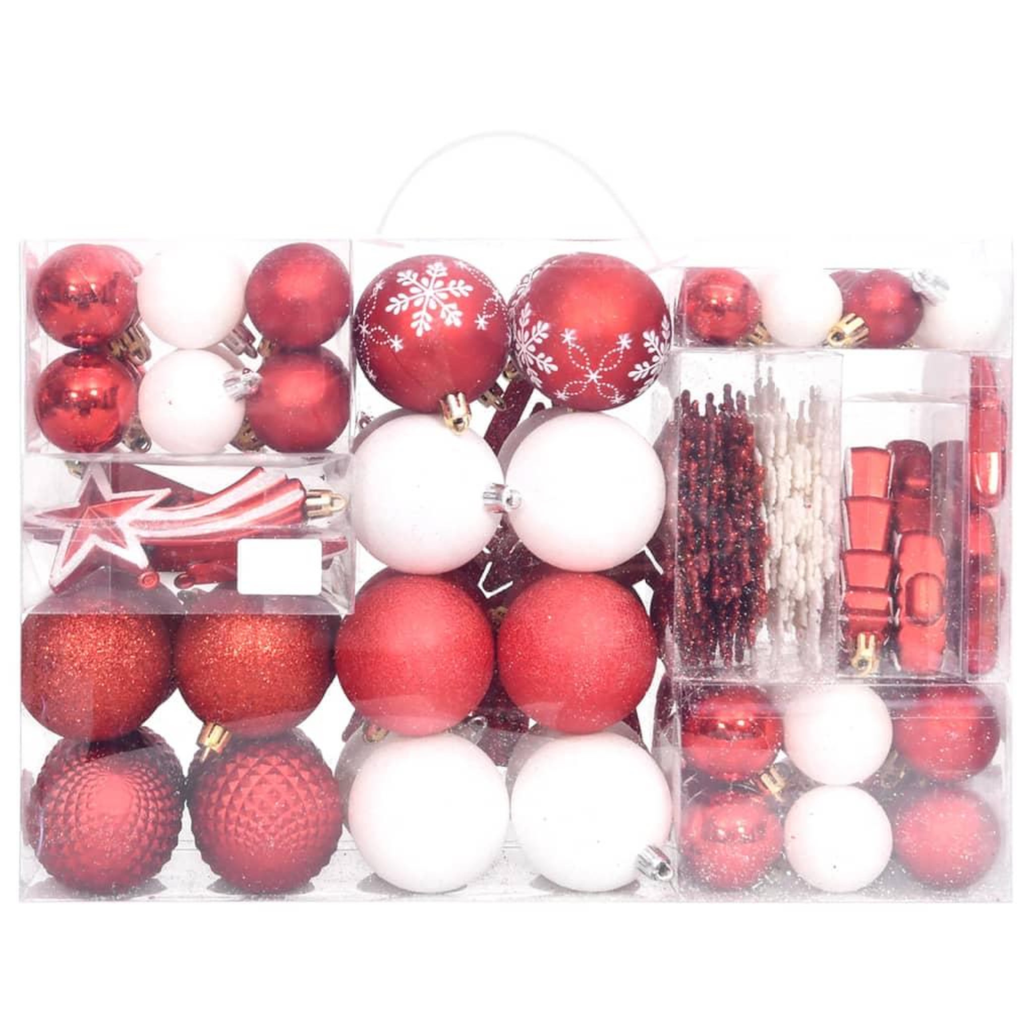 Voir la diapositive 3 : VIDAXL Ensemble de boules de noël 108 pcs rouge et blanc