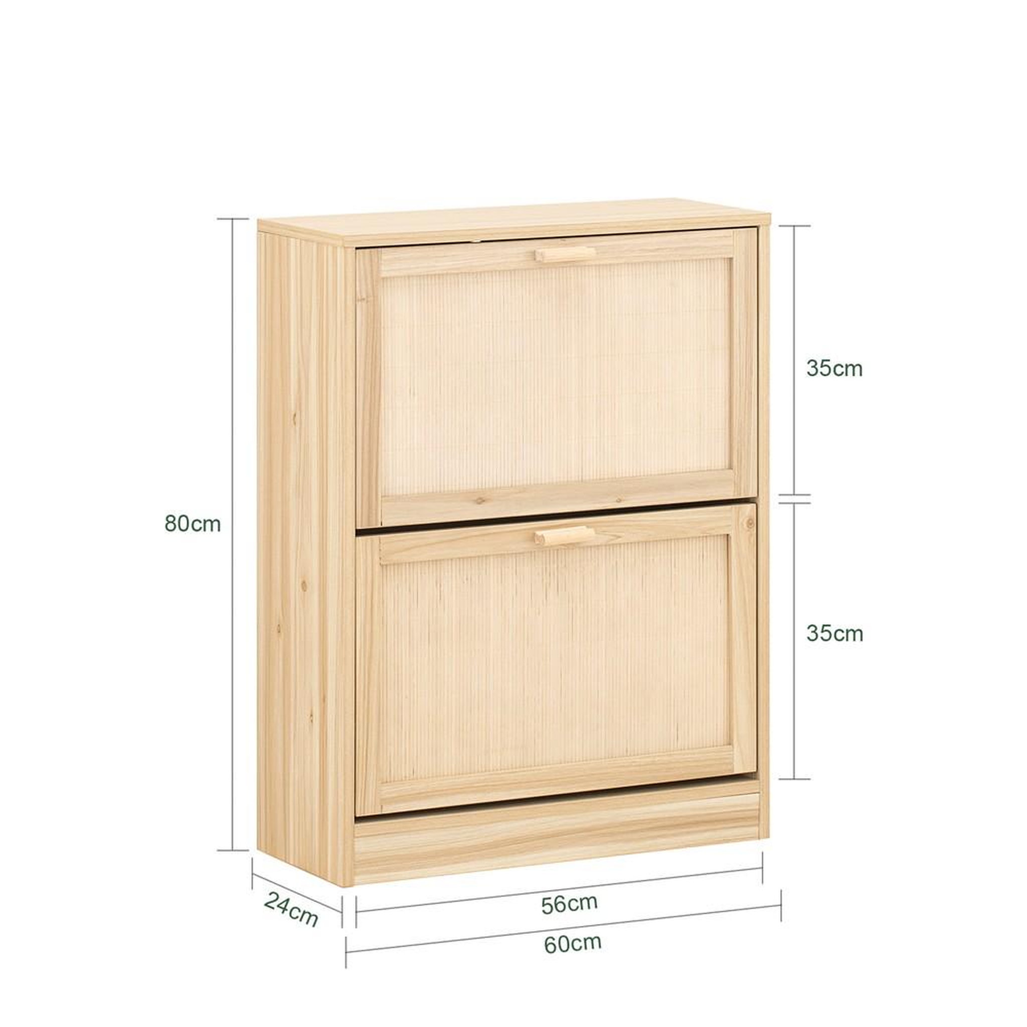Voir la diapositive 3 : SOBUY SoBuy - Meuble À Chaussures 2 portes - Nature - 60x24x80cm - Nordique - FSR160-N