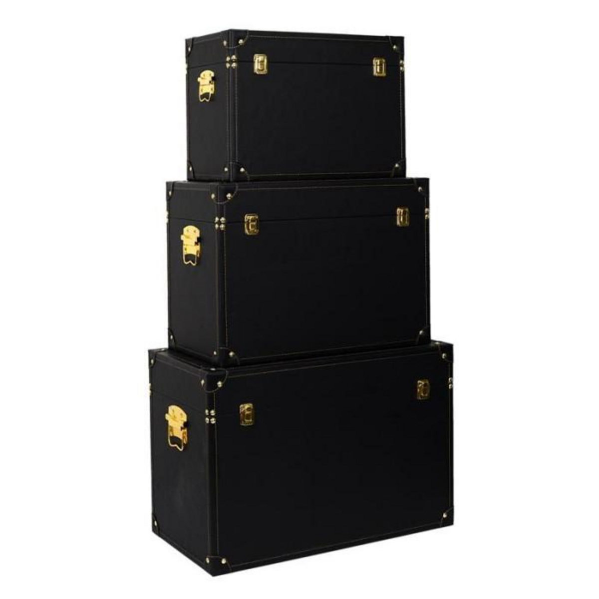 Paris Prix Lot de 3 Malles Déco  Orya  56cm Noir & Or