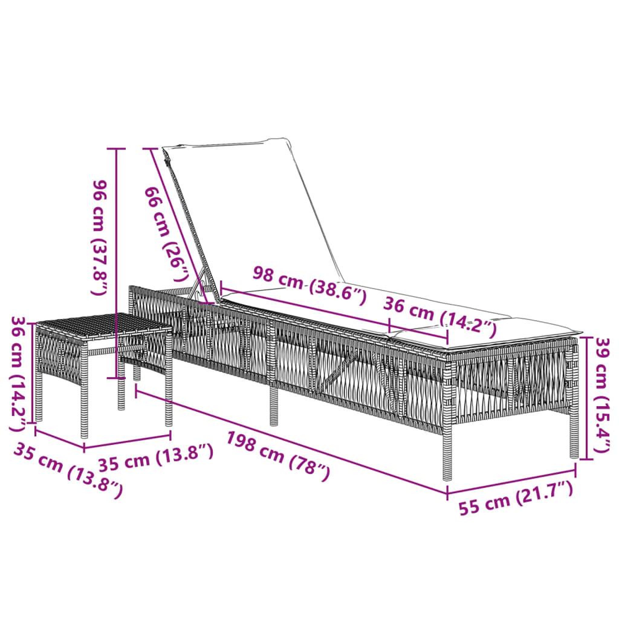 Voir la diapositive 6 : VIDAXL Chaises longues lot de 2 avec table noir resine tressee