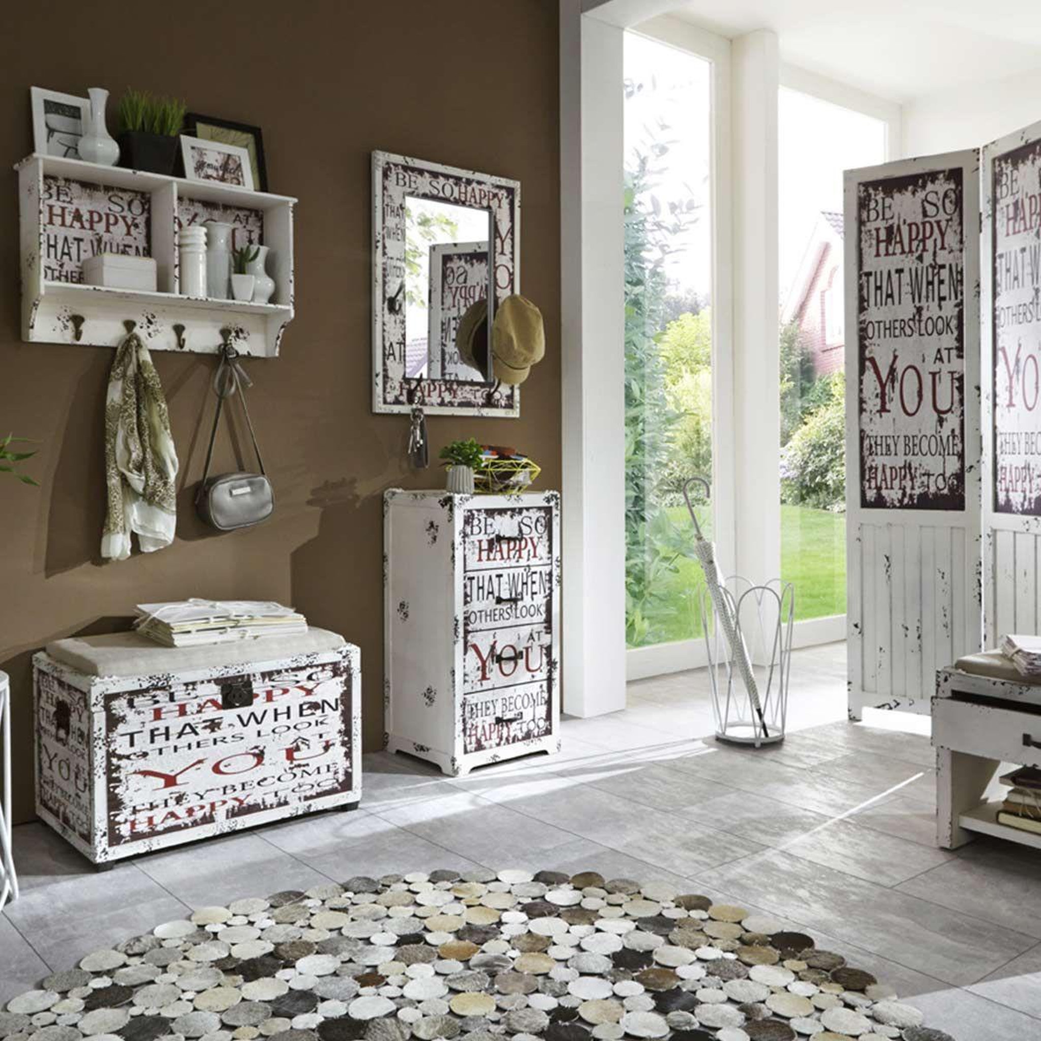 Voir la diapositive 2 : Paris Prix Patère murale & miroir  you  75cm blanc