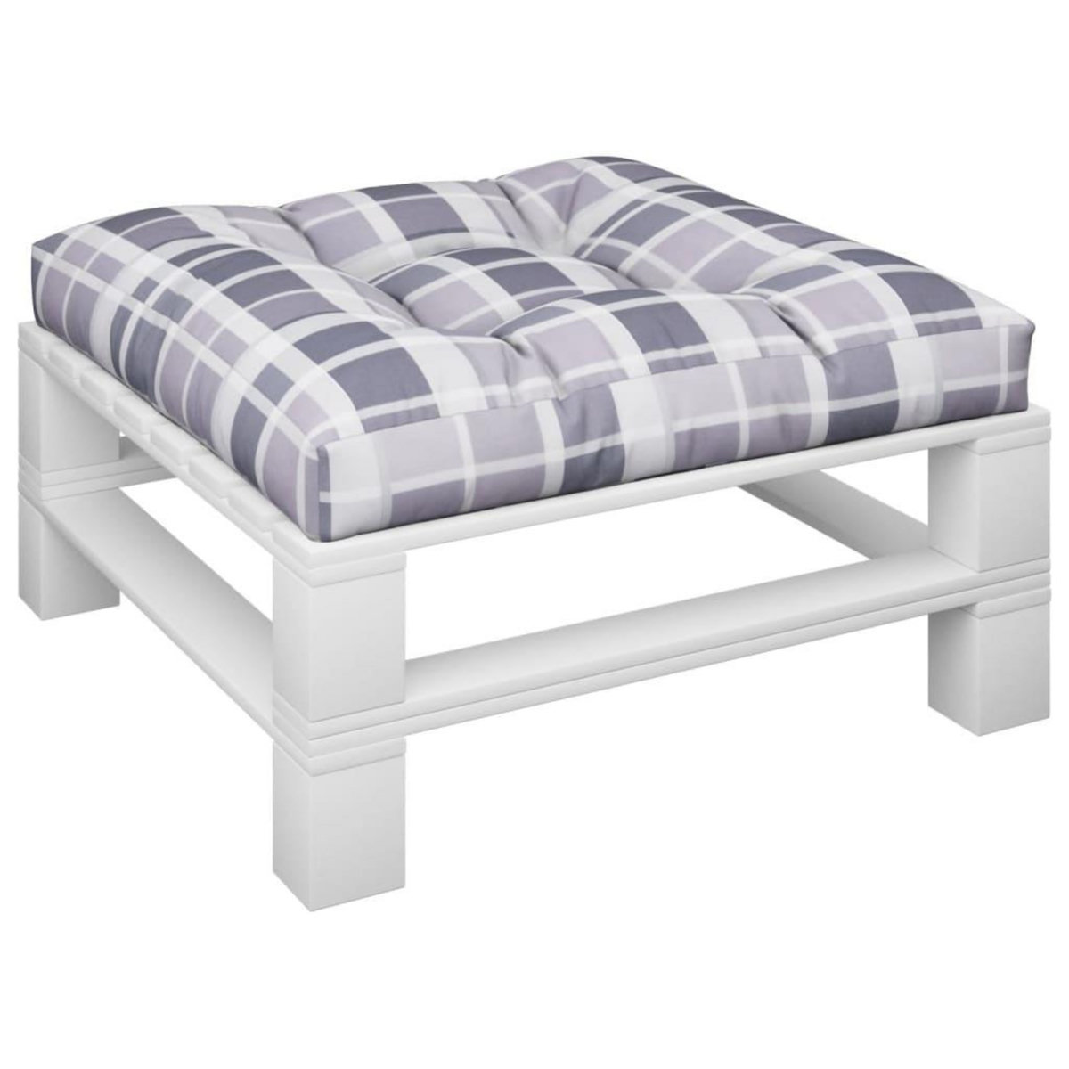 VIDAXL Coussin de palette motif a carreaux gris 70x70x12 cm tissu