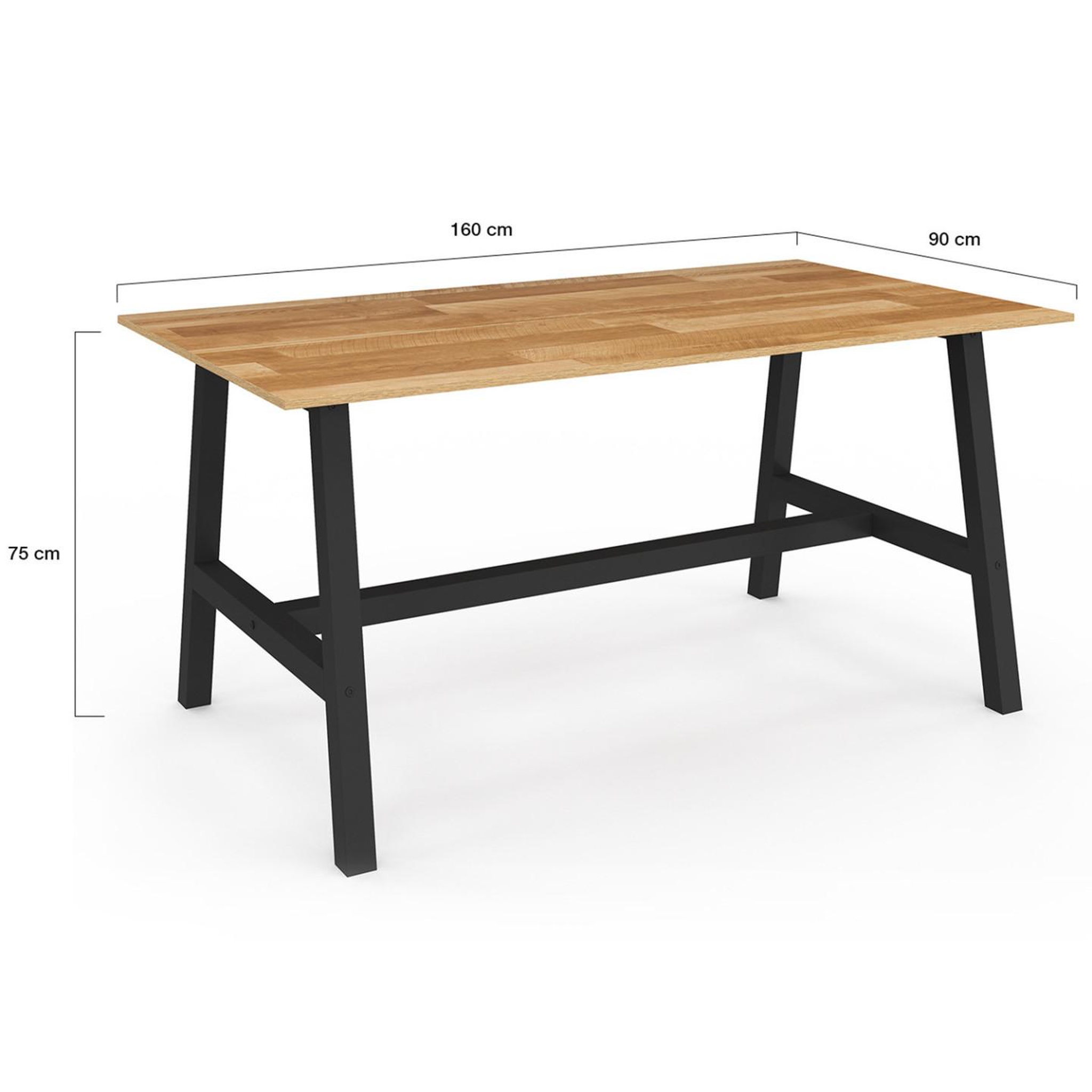Voir la diapositive 4 : ID MARKET Table à manger rectangle madeleine 6 personnes bois et métal 160 cm