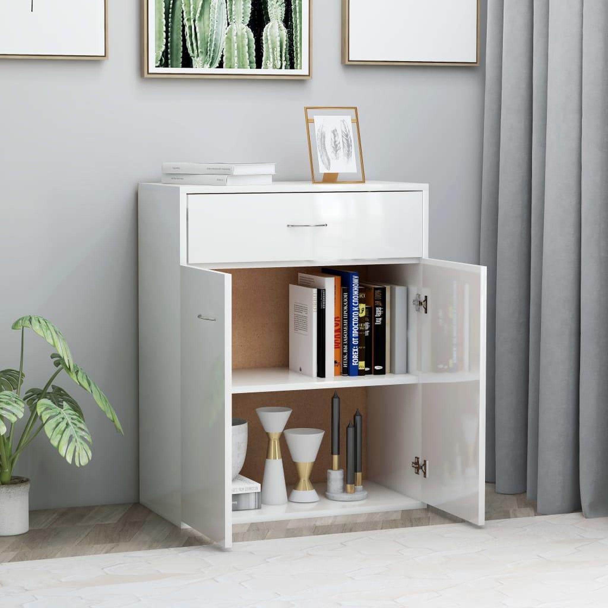 Voir la diapositive 3 : VIDAXL Buffet Blanc brillant 60x30x75 cm Bois d'ingenierie