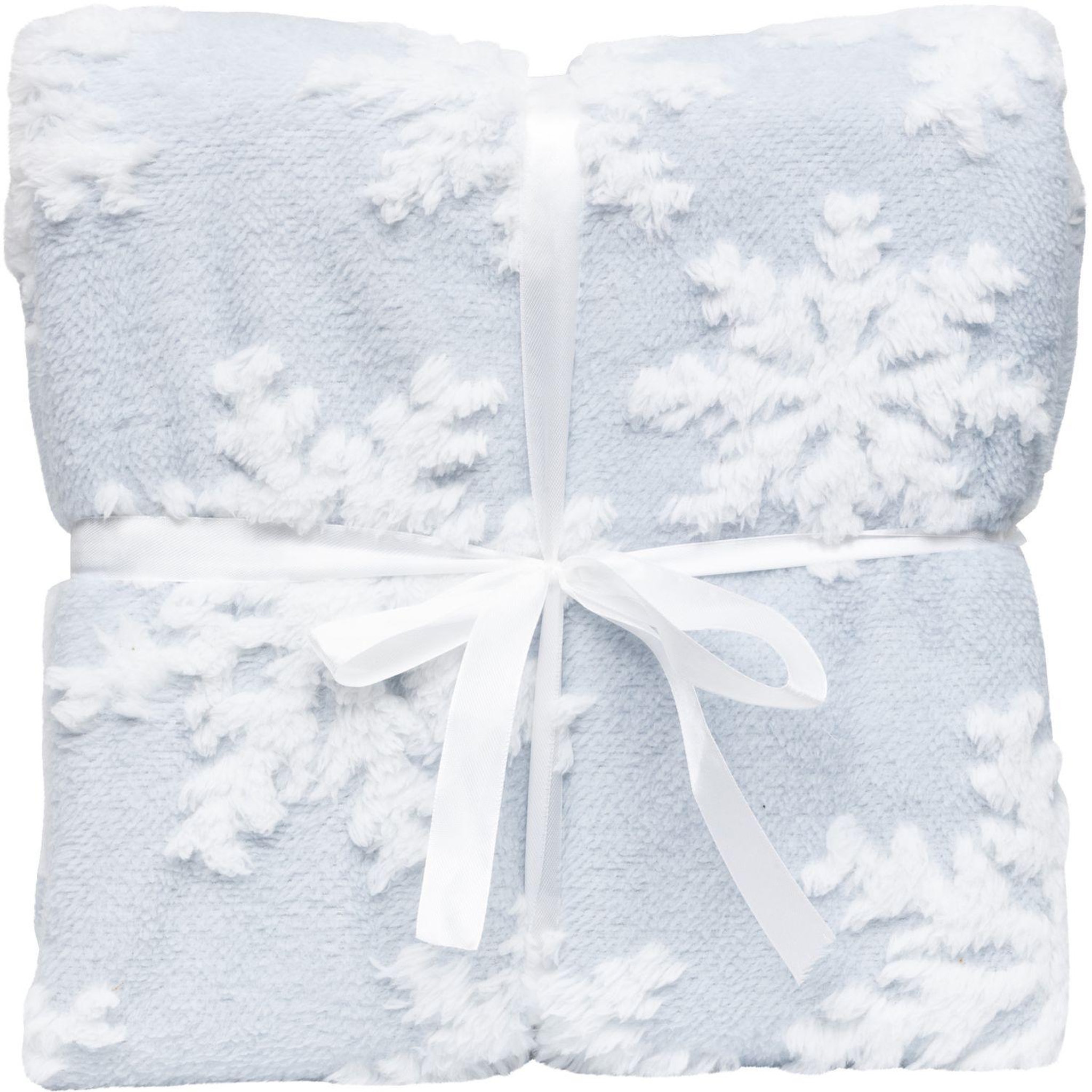 Voir la diapositive 5 : FEERIC LIGHT & CHRISTMAS Plaid de noël motifs flocons - 130 x 180 cm - bleu