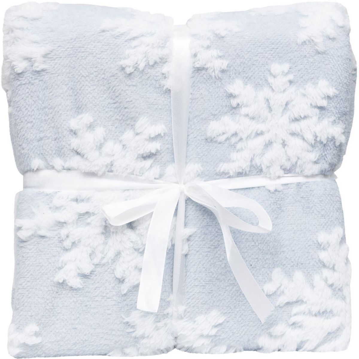 FEERIC LIGHT & CHRISTMAS Plaid de Noël motifs flocons - 130 x 180 cm - Bleu