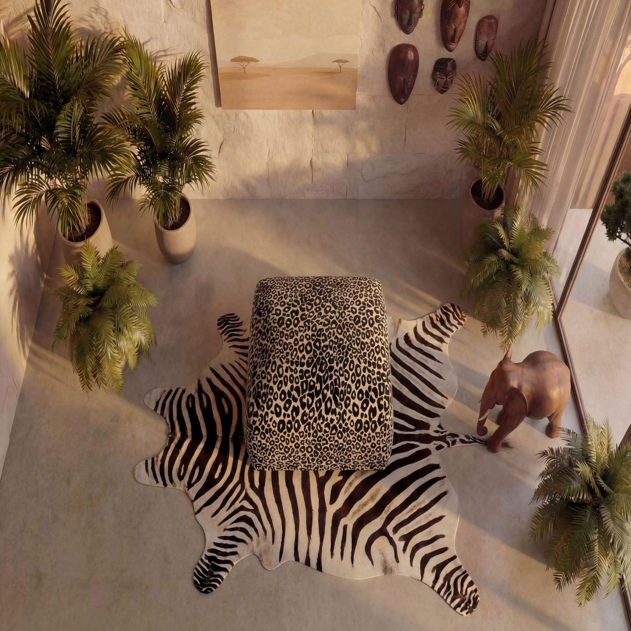 Voir la diapositive 5 : CASANOVA PARIS Rosalie - pouf en tissu imprimé animalier 102x83x46