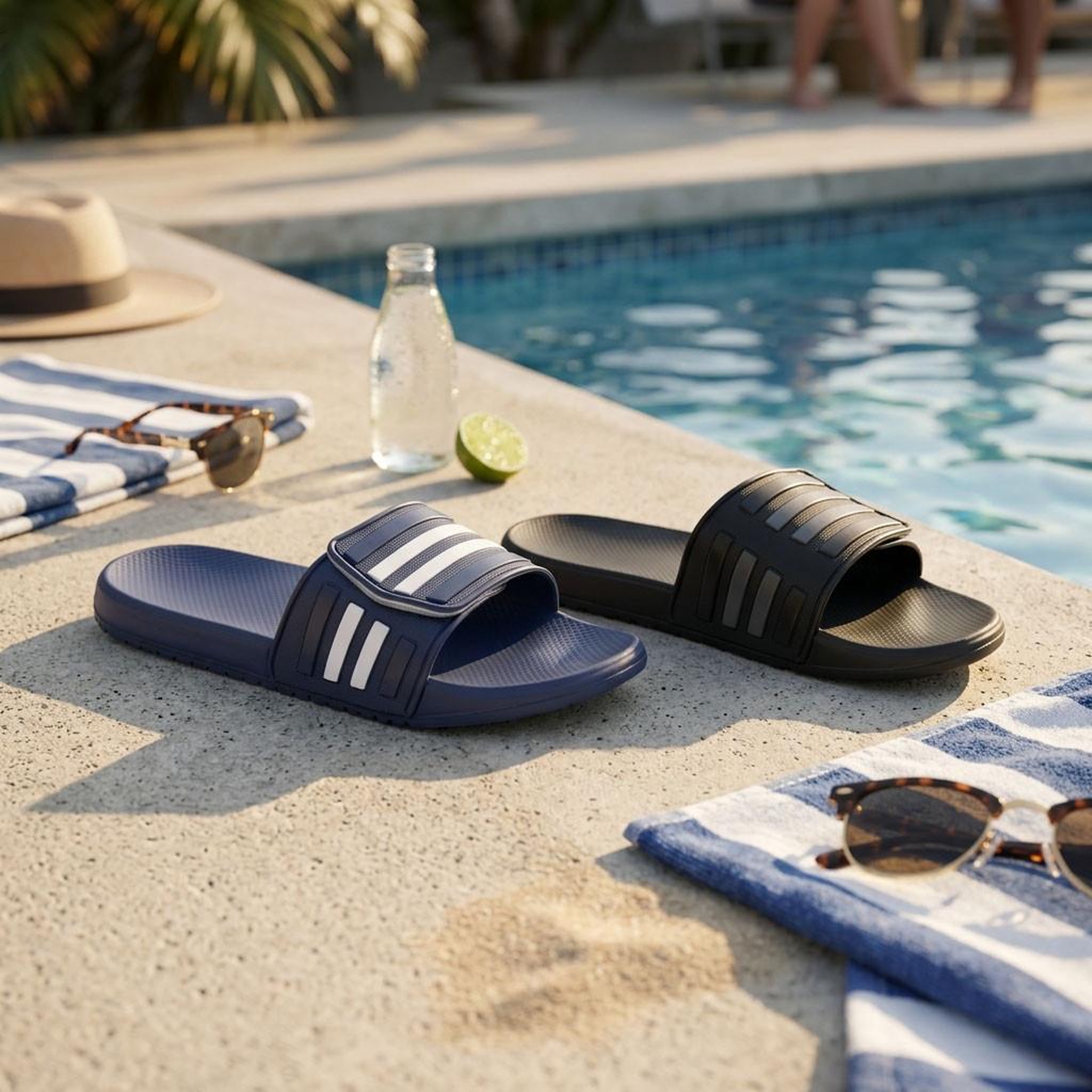 Voir la diapositive 3 : OZABI OZABI Claquettes Homme Piscine Ajustables Lot 2 Noir Bleu