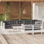 Voir la diapositive 1 : VIDAXL Salon de jardin 9 pcs avec coussins blanc bois de pin massif