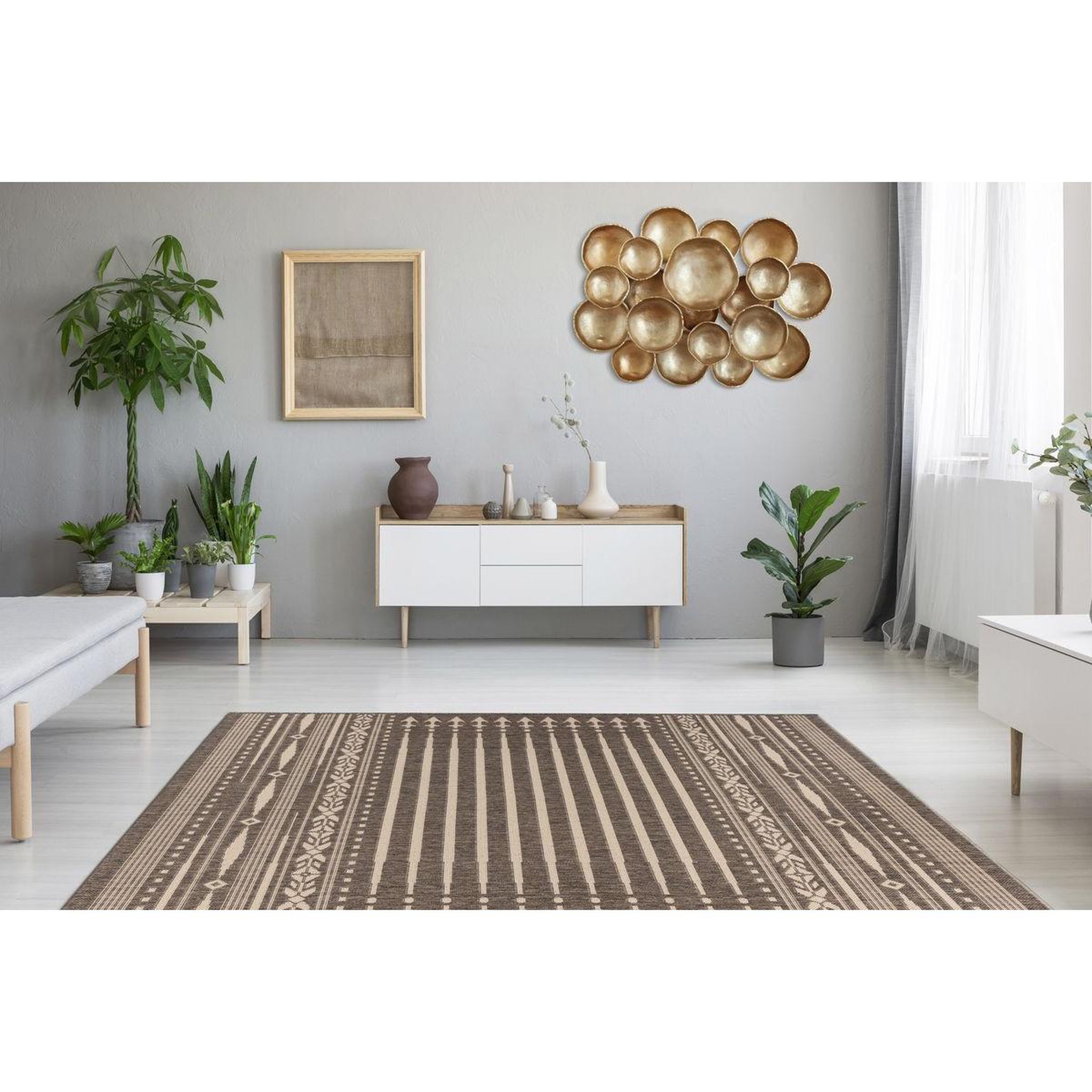 Voir la diapositive 3 : Paris Prix Tapis Imprimé à Poils Plats  Splash  Marron