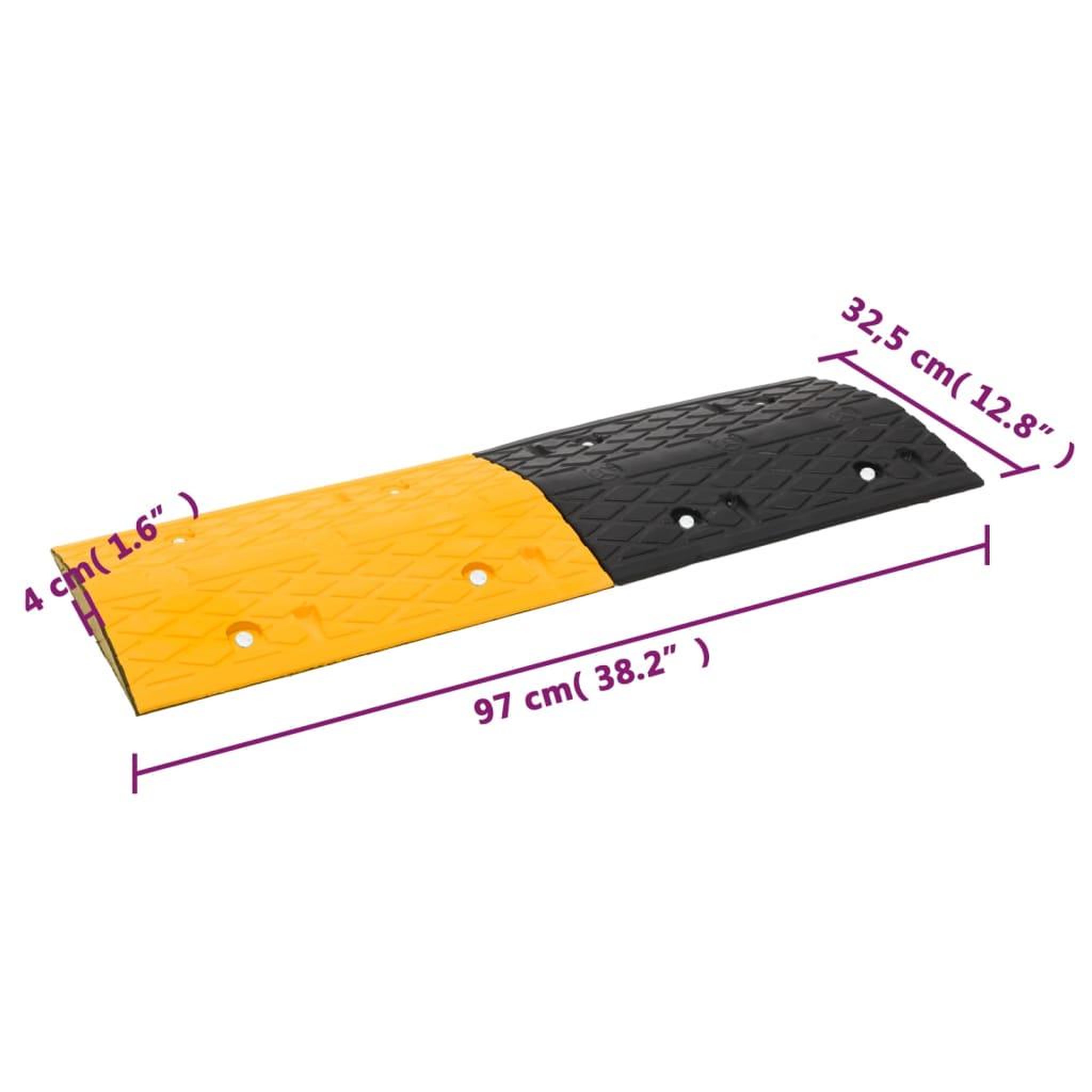 Voir la diapositive 6 : VIDAXL Ralentisseur Jaune et noir 97x32,5x4 cm Caoutchouc