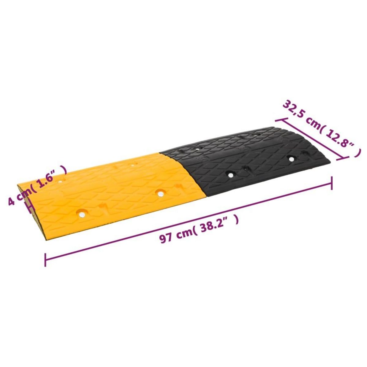 VIDAXL Ralentisseur Jaune et noir 97x32,5x4 cm Caoutchouc