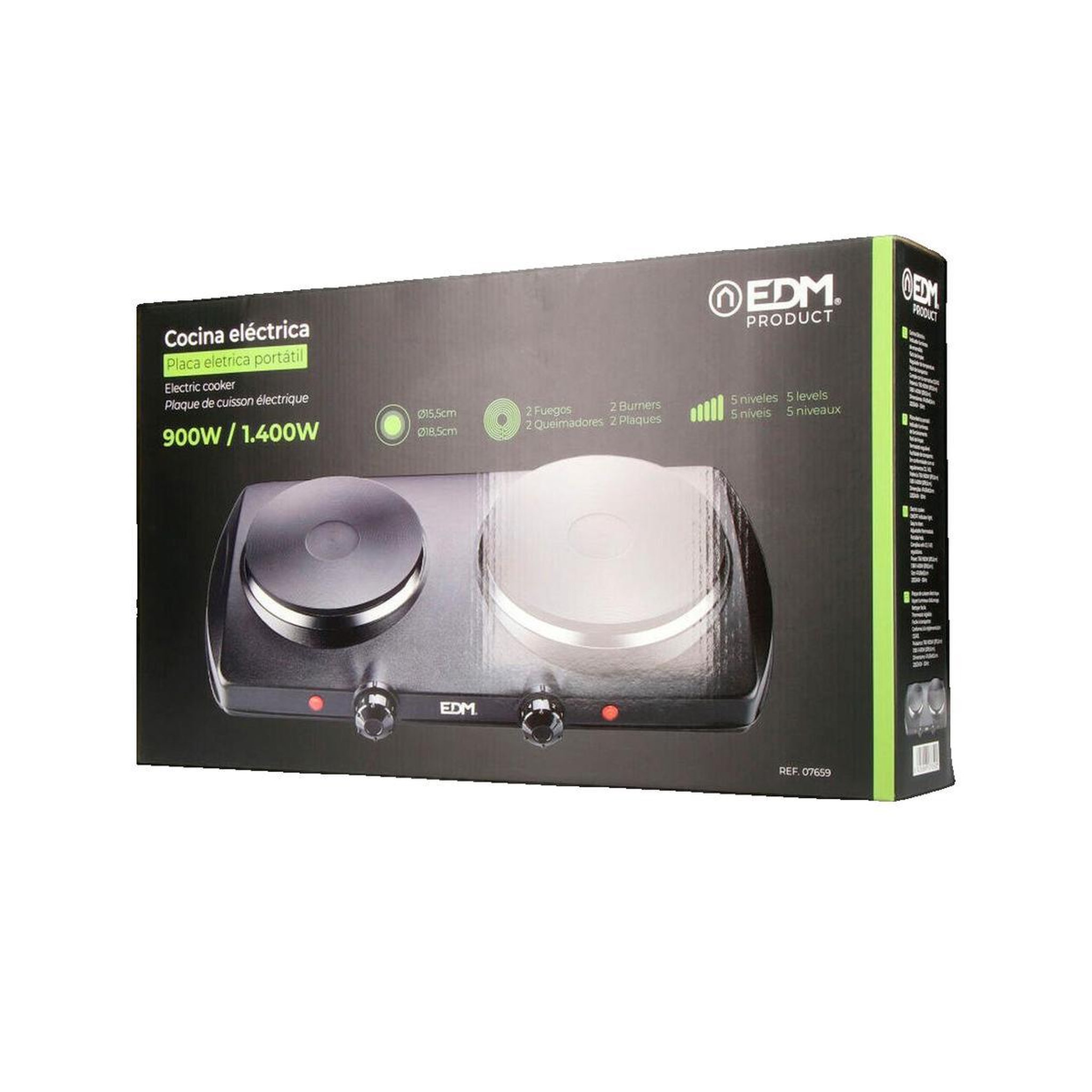 Voir la diapositive 2 : EDM Cuisinière EDM 8425998076592 Polyvalente noire