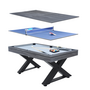 CONCEPT USINE Table multi-jeux en bois gris ping-pong et billard TEXAS