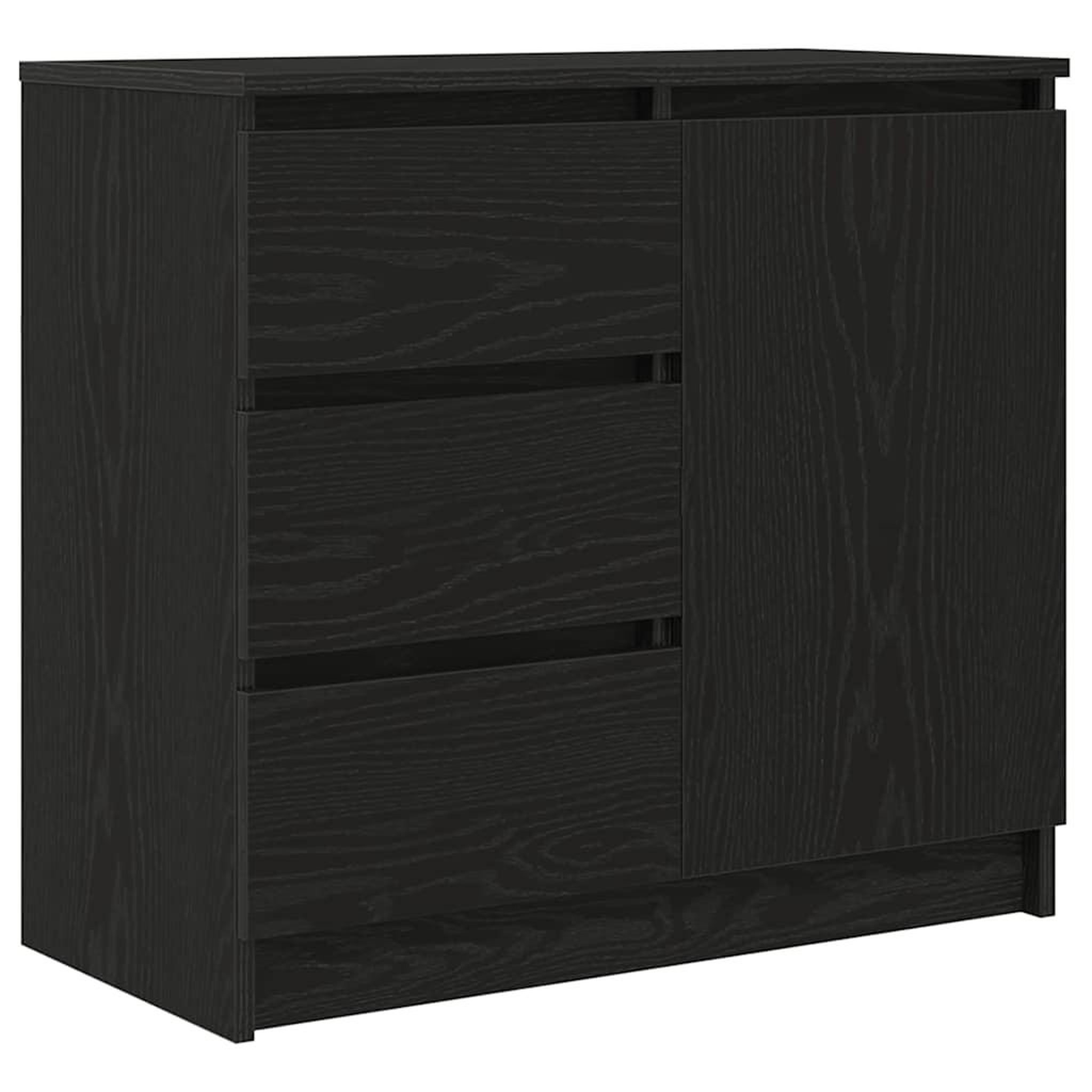 Voir la diapositive 2 : VIDAXL Buffet avec tiroir chene noir 71x35x65 cm bois d'ingenierie
