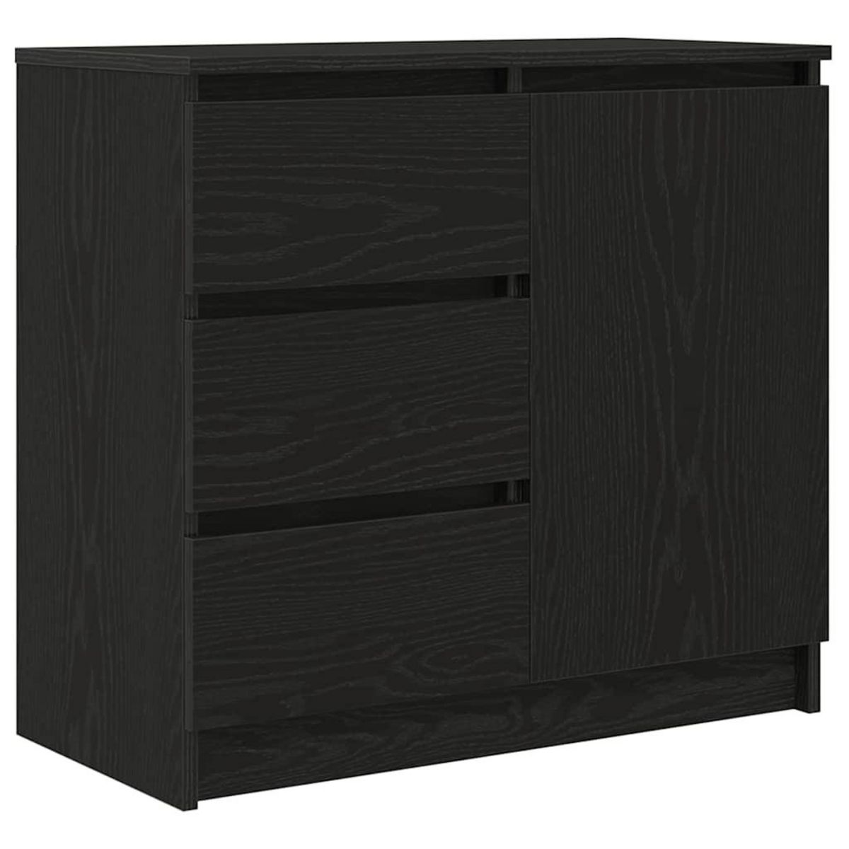 VIDAXL Buffet avec tiroir chene noir 71x35x65 cm bois d'ingenierie