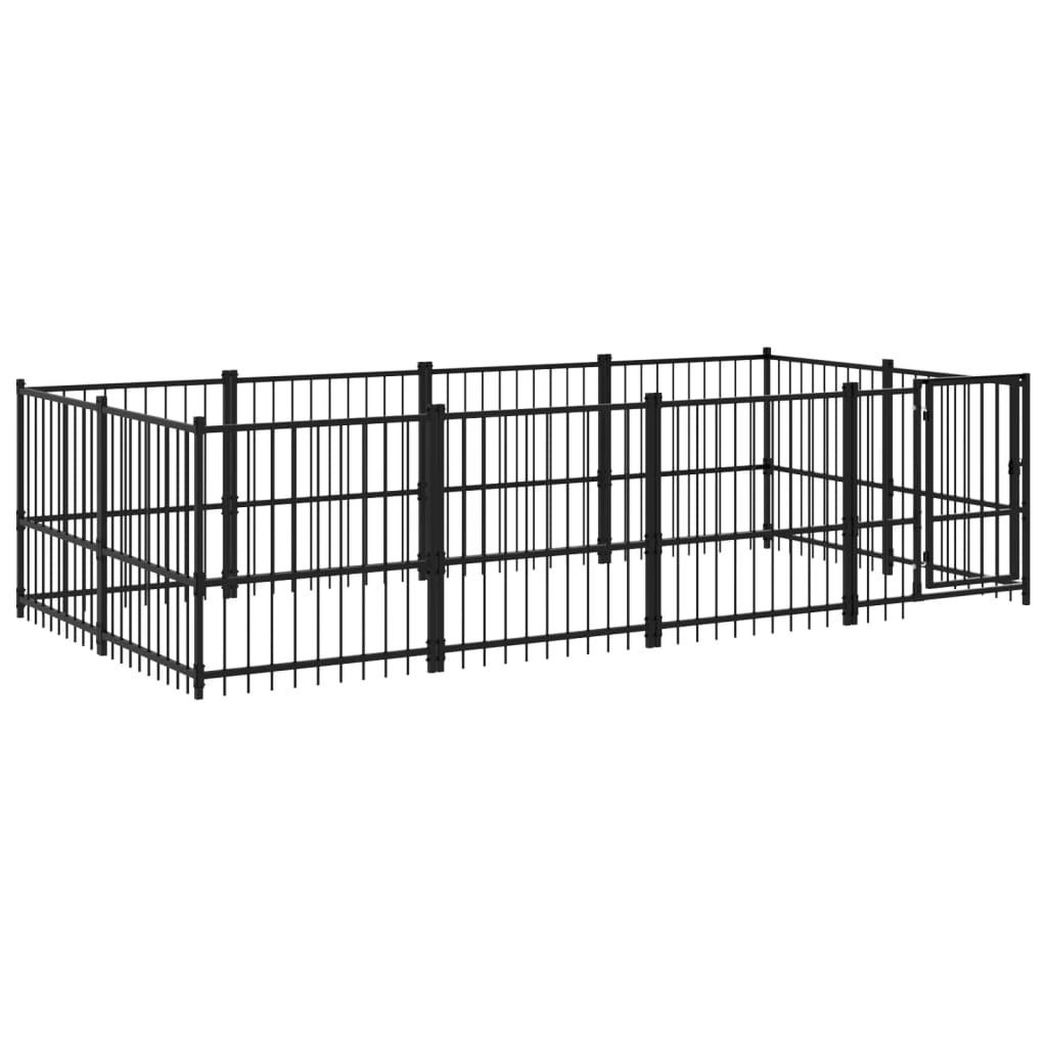 Voir la diapositive 2 : VIDAXL Chenil d'exterieur pour chiens Acier 7,51 m^2