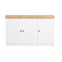 Voir la diapositive 4 : HomeStyle4U Commode moderne en bois massif avec finition blanche et chêne - 123 x 82 x 42 cm