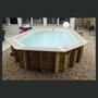 Voir la diapositive 3 : Ubbink Piscine hors sol  en bois octogonale liner beige 3,55 x 4,90-H,130 m AZURA