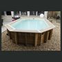 Voir la diapositive 3 : Ubbink Piscine hors sol  en bois octogonale liner beige 3,55 x 4,90-H,130 m AZURA