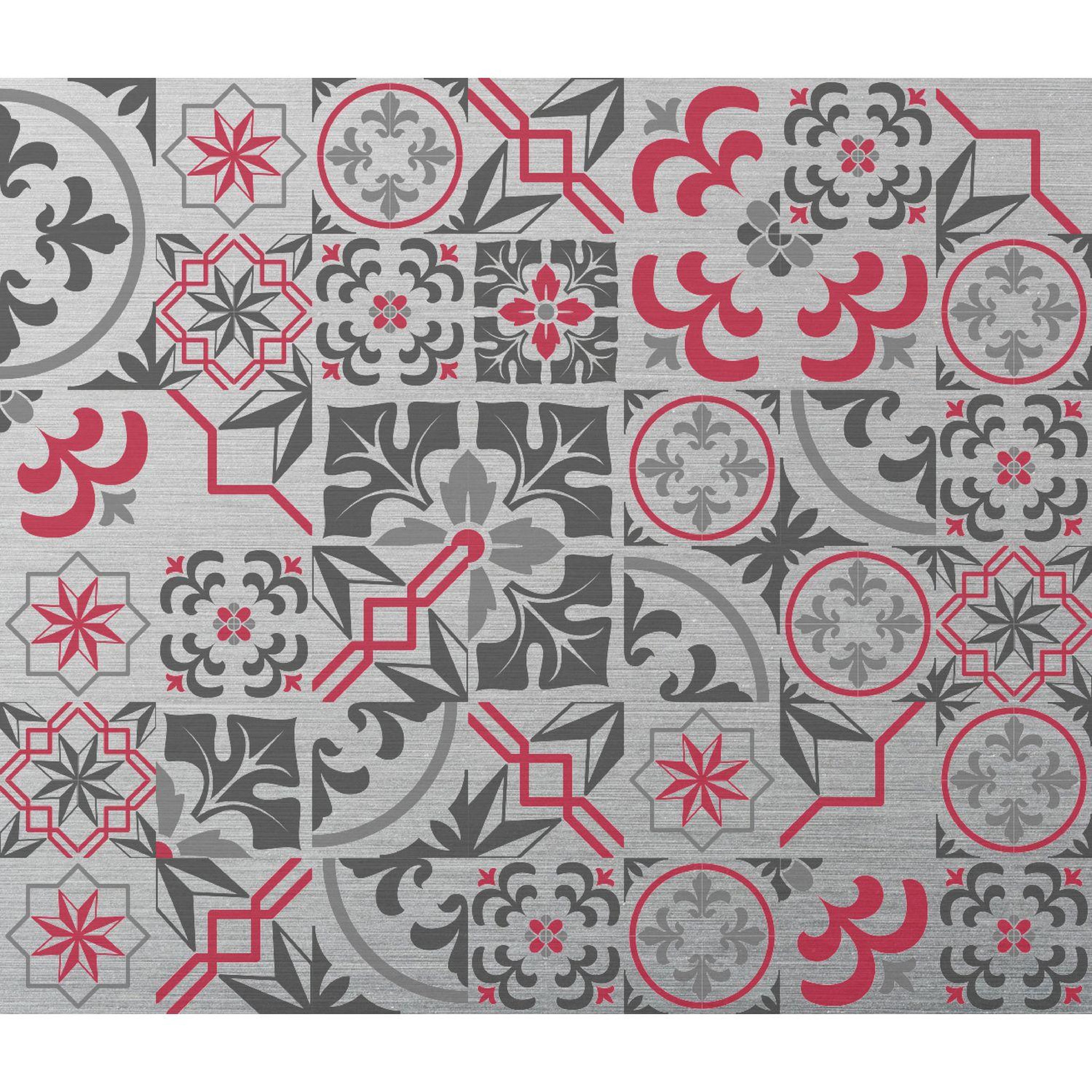 HABITABLE Crédence adhésive en alu carreaux de ciment - l. 70 x l. 60 cm - gris