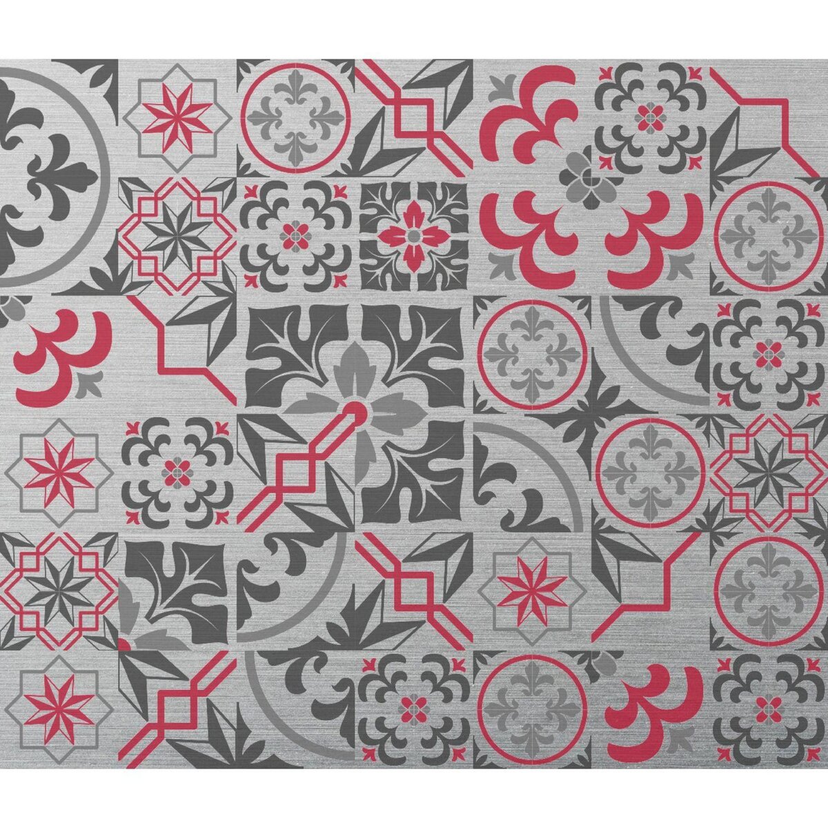 HABITABLE Crédence adhésive en alu Carreaux de ciment - L. 70 x l. 60 cm - Gris