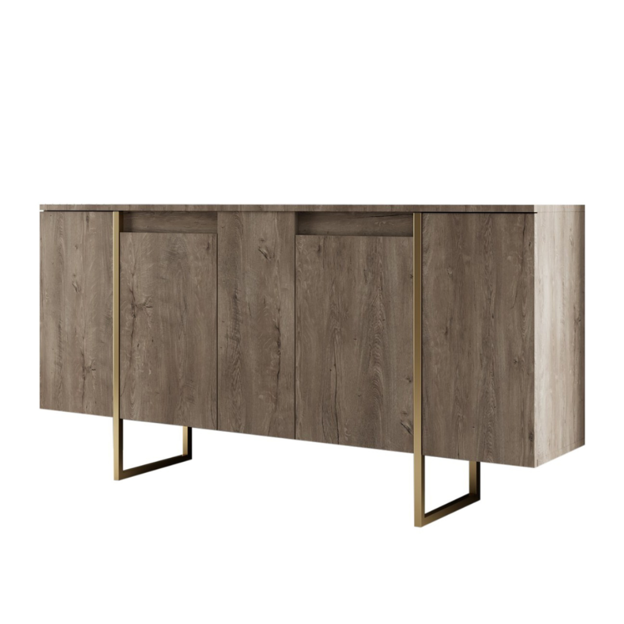 Voir la diapositive 3 : CONCEPT USINE Buffet design bois et or 160 cm - 4 portes luxor