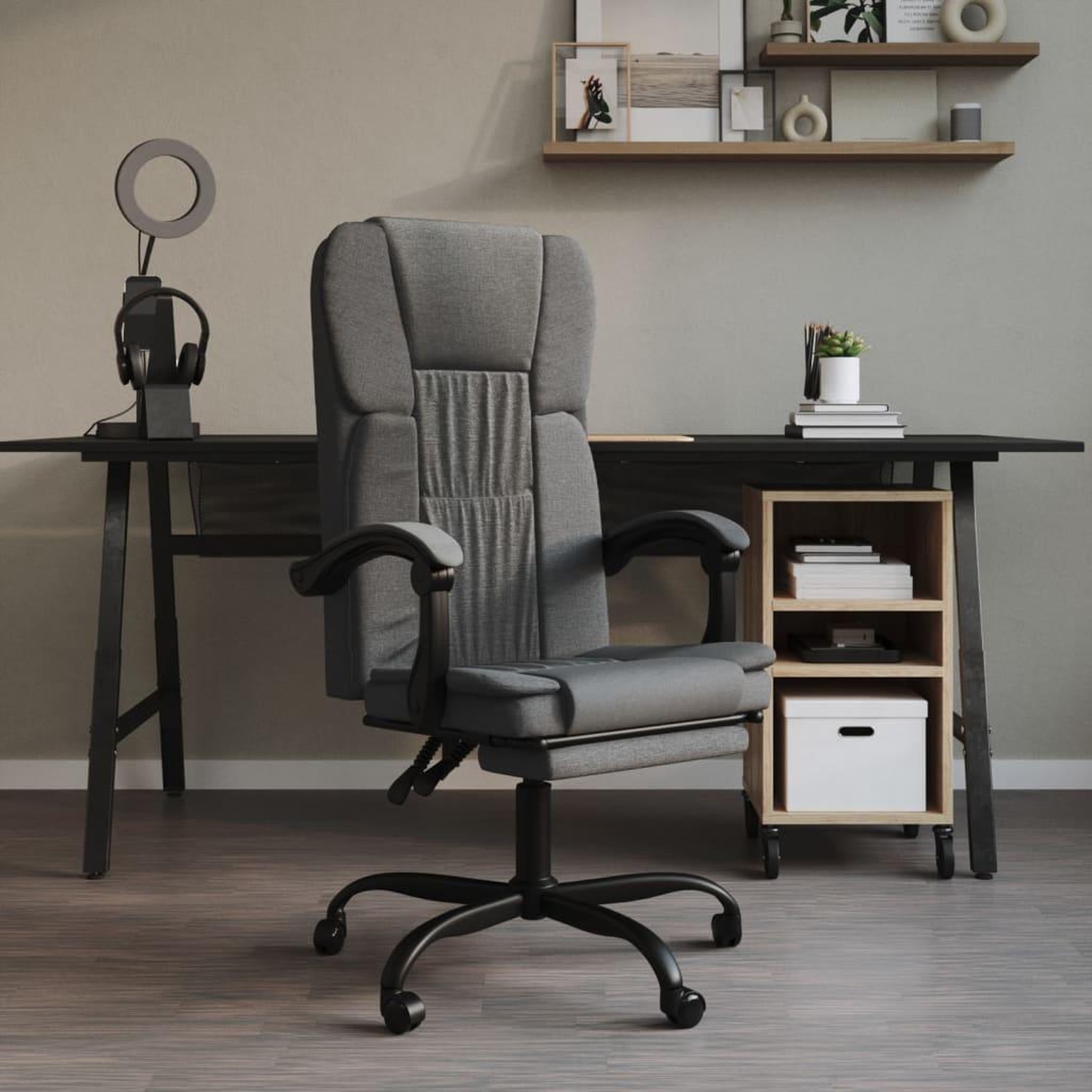 VIDAXL Fauteuil inclinable de bureau Gris fonce Tissu