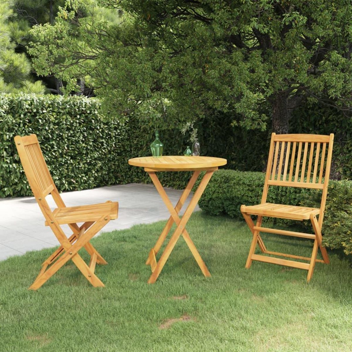 VIDAXL Ensemble a manger de jardin pliable 3 pcs Bois d'acacia solide