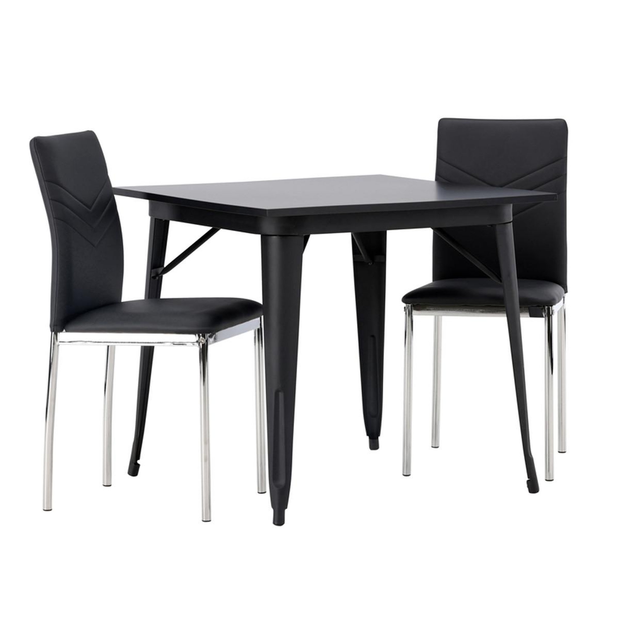 Paris Prix Ensemble table à manger & 2 chaises  tempe & lily  80cm noir