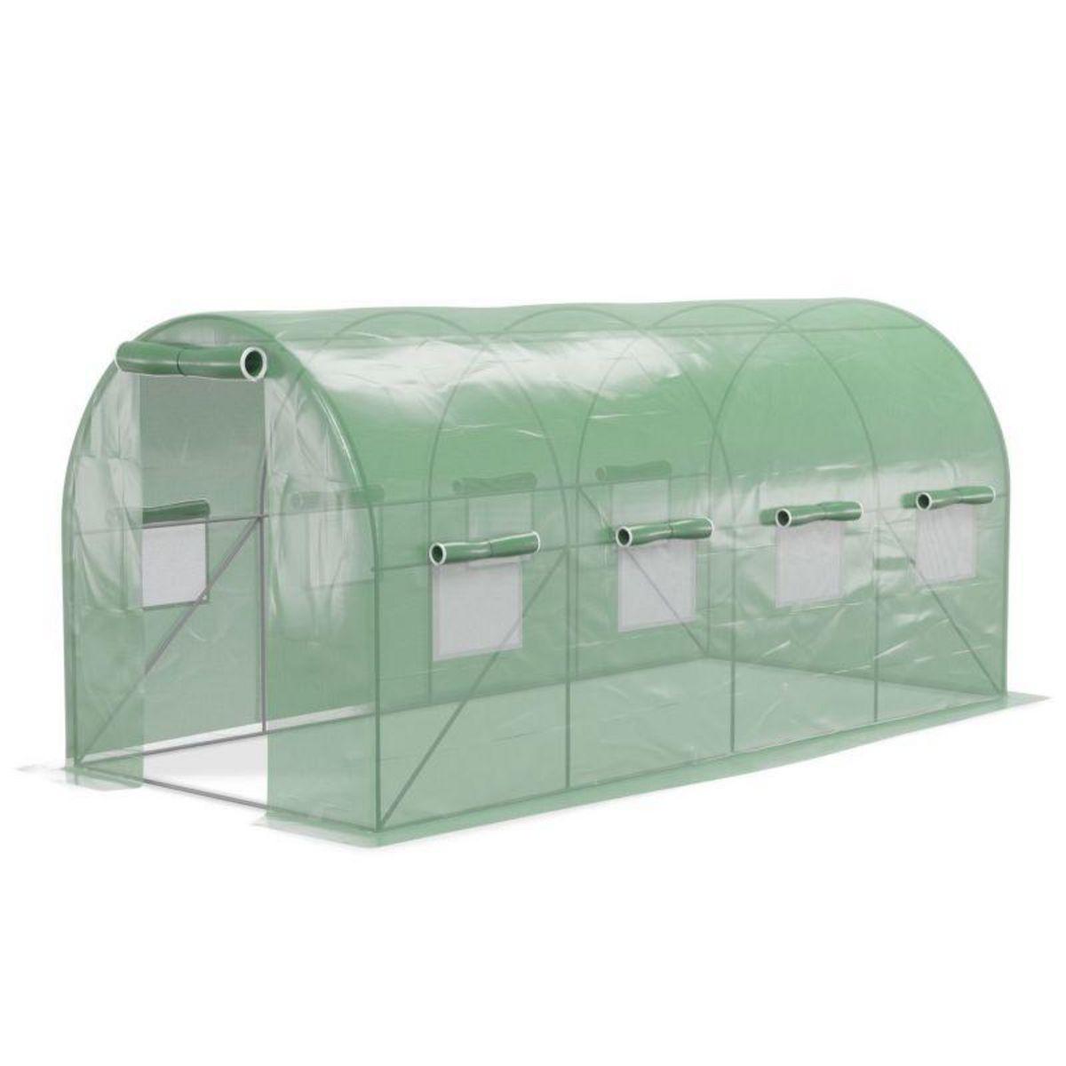 EUROSPEN Serre de Jardin Tunnel 9m² - bâche armée - avec fenêtres latérales et porte zipée