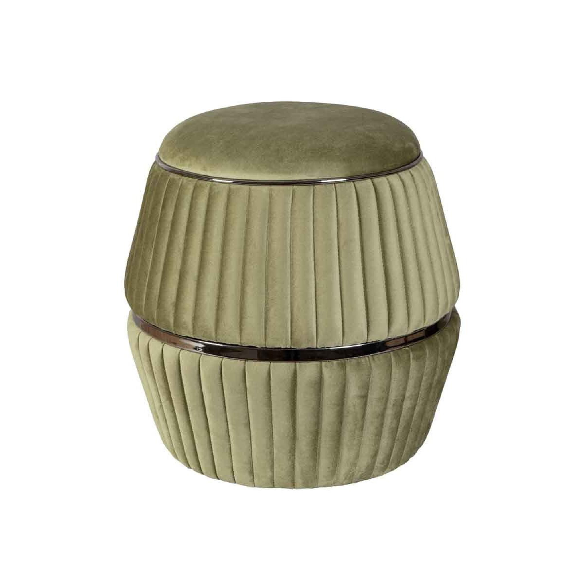 Voir la diapositive 2 : Paris Prix Pouf rond design  doric  53cm vert & gris