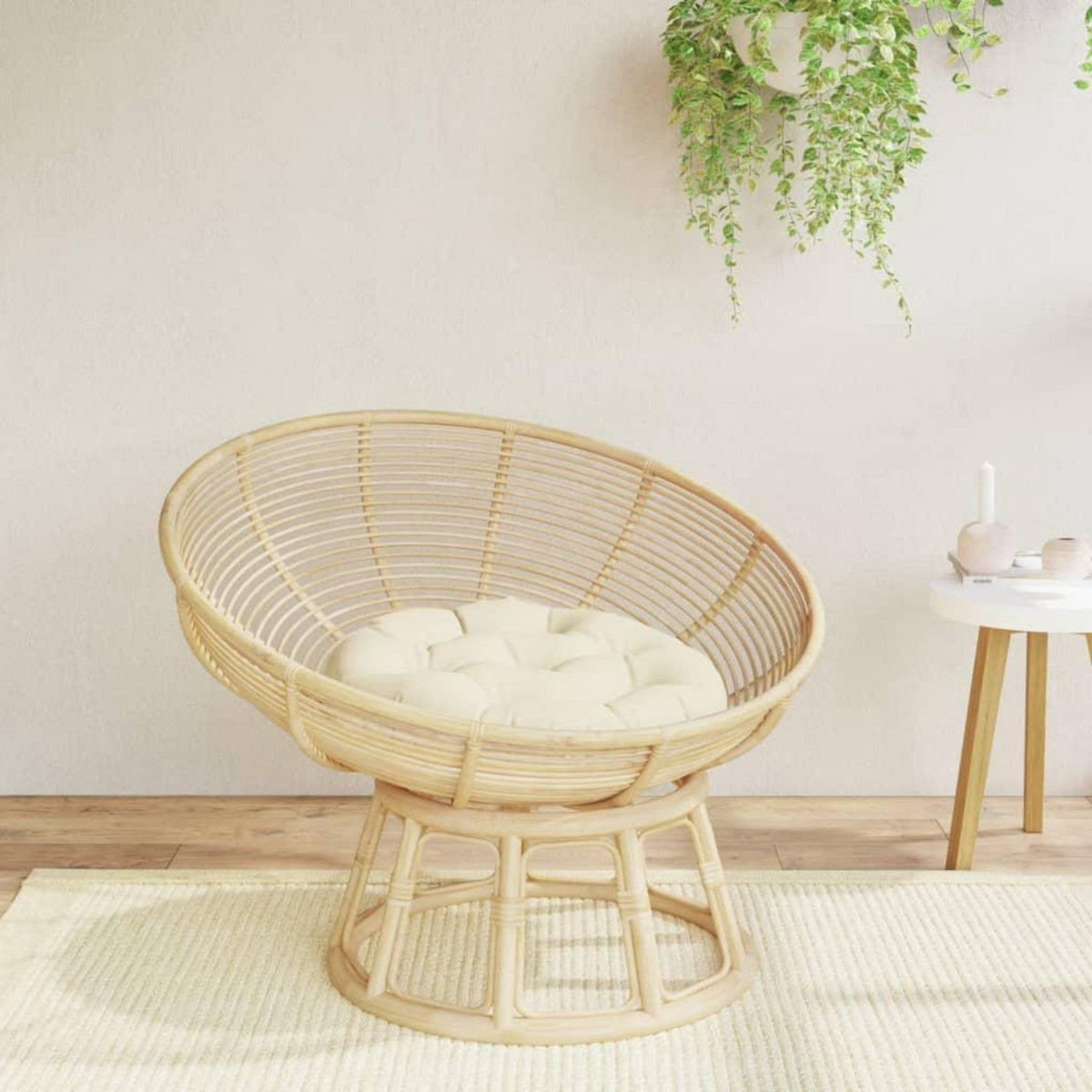 VIDAXL Coussin rond creme Ø 60 x11 cm tissu oxford