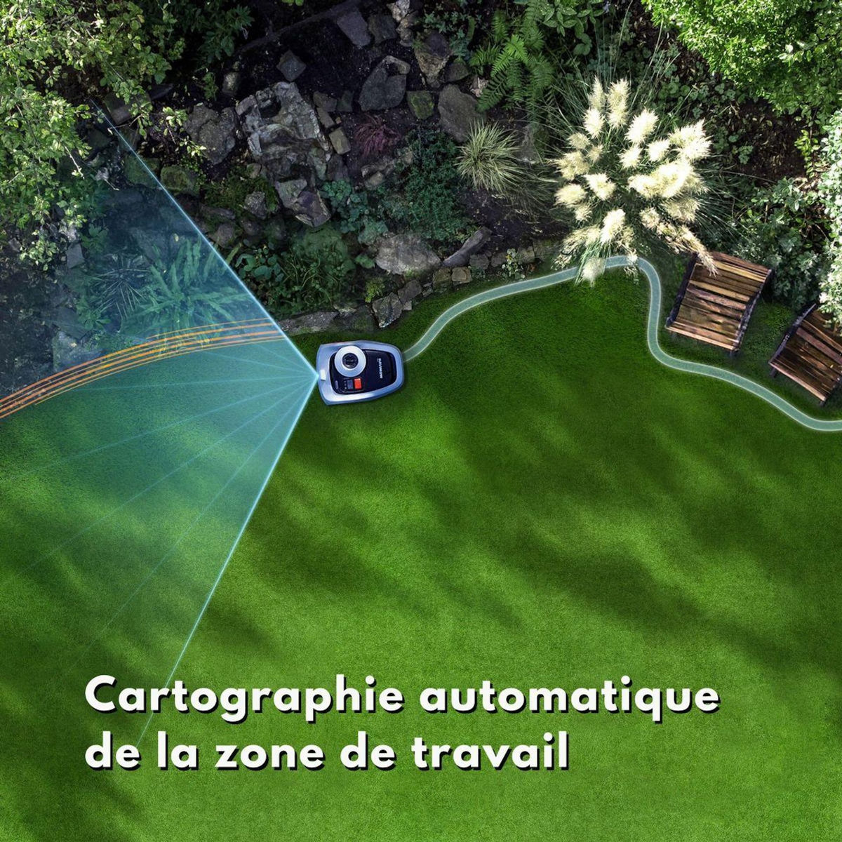 NAVIMOW Robot tondeuse i105E sans fil périphérique, 500 m² de superficie