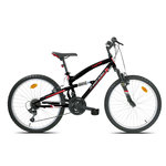 FREERIDER Vélo VTT 24'' Tout Suspendu   Freerider   Mixte pour enfant de taille à partir de 140 cm  - 18 Vitesses Indexées - Fourche télescopique - Dérailleur Shimano - Freins V-Brake et Jantes en aluminium