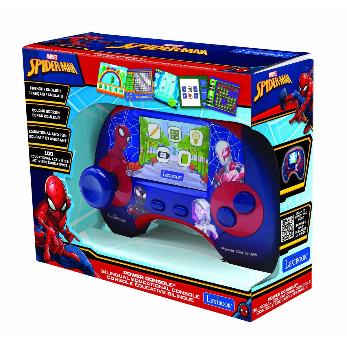 Lexibook Power Console Spiderman de jeux éducative bilingue en français et anglais