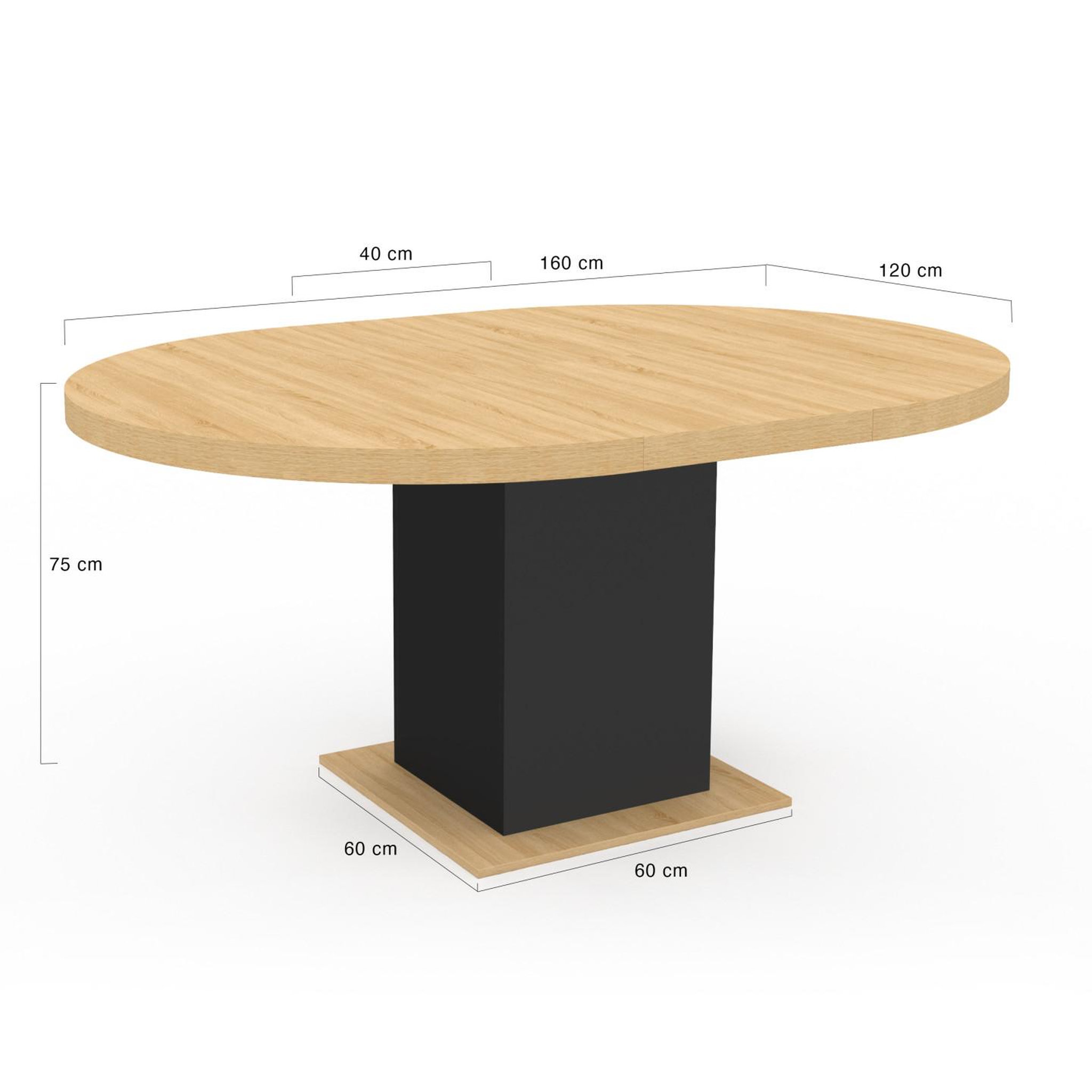 Voir la diapositive 5 : ID MARKET Table à manger extensible ronde eden 4-8 personnes bois et noir 120-160 cm