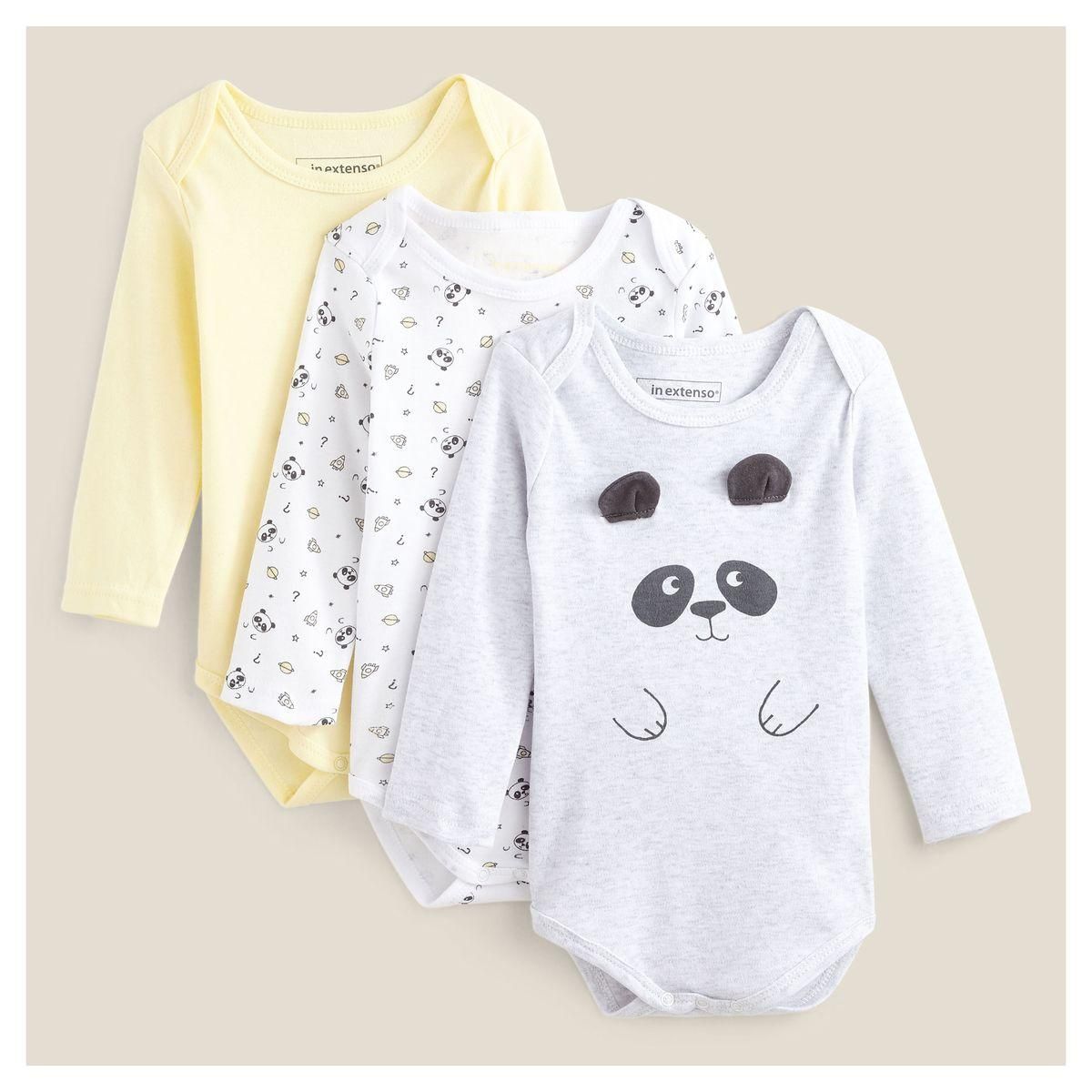 IN EXTENSO Lot de 3 bodies manches longues bébé garçon