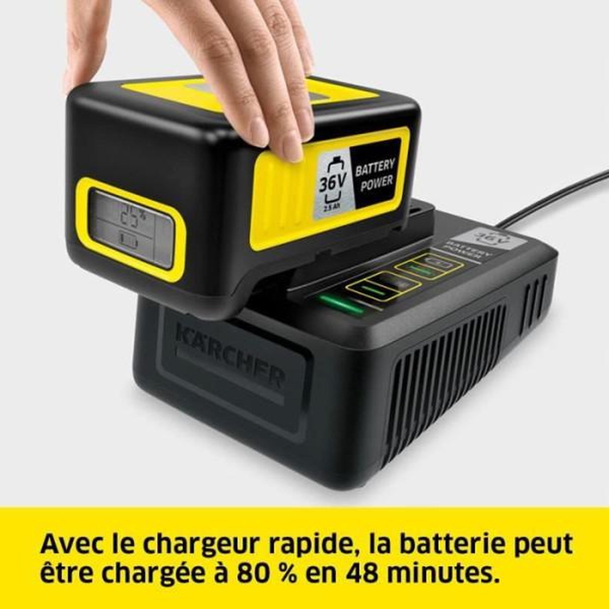 Voir la diapositive 5 : KÃ¤rcher Batterie KARCHER POWER 36V / 2.5 Ah avec écran LCD et chargeur rapide