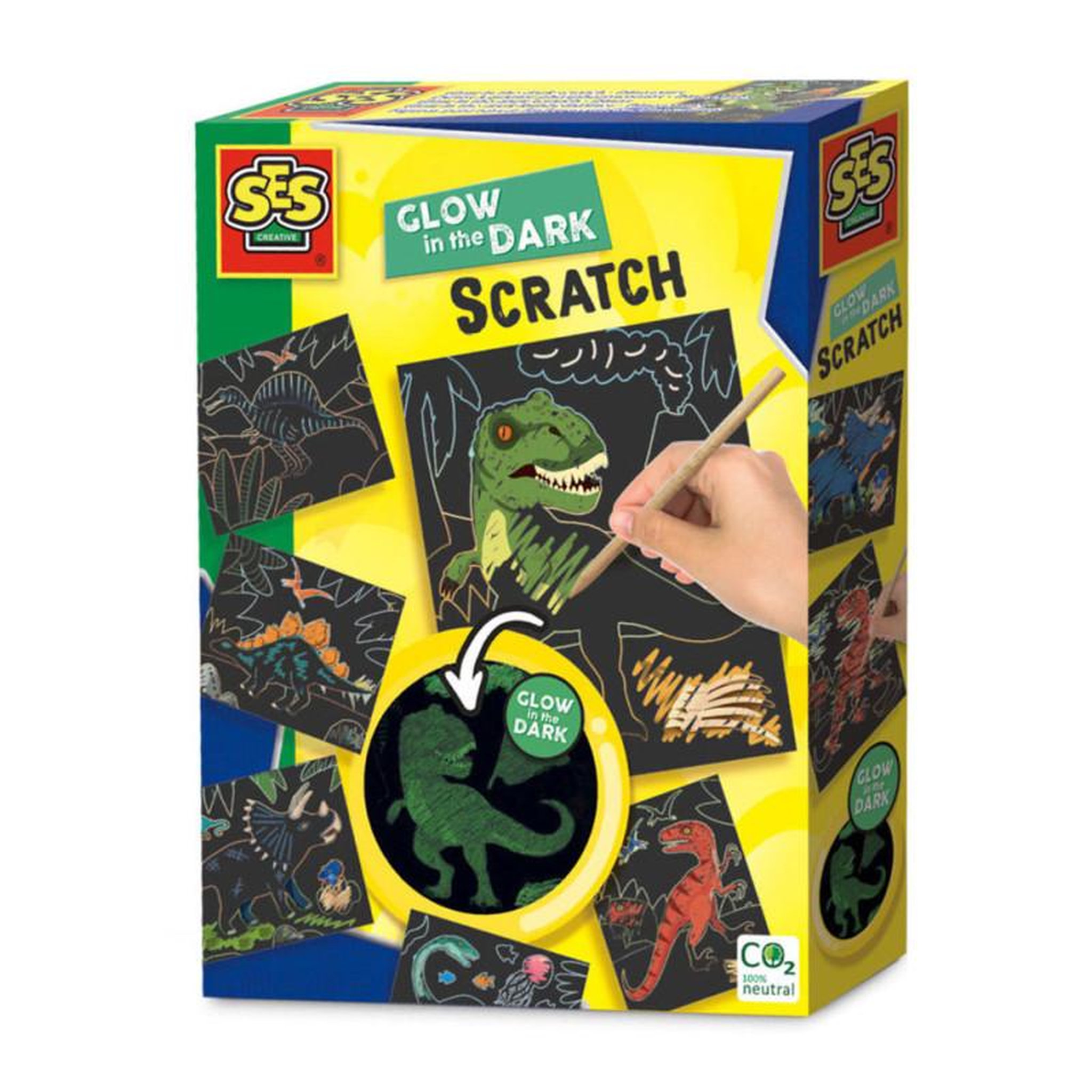 SES SES Cartes à gratter phosphorescentes – Dinosaures 14285