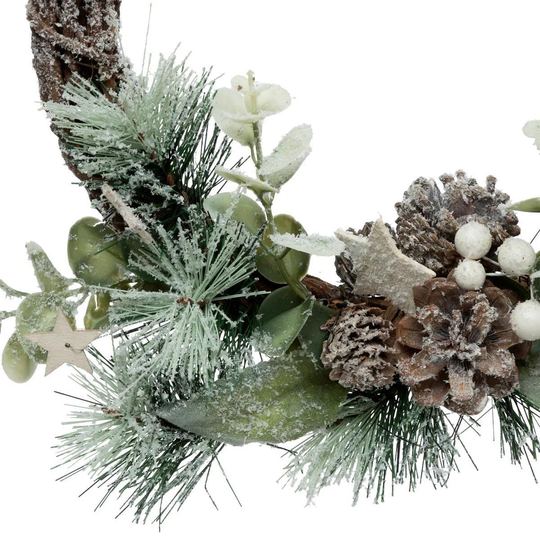 Voir la diapositive 2 : ATMOSPHERA Couronne de noël enneigée  branches  28cm multicolore