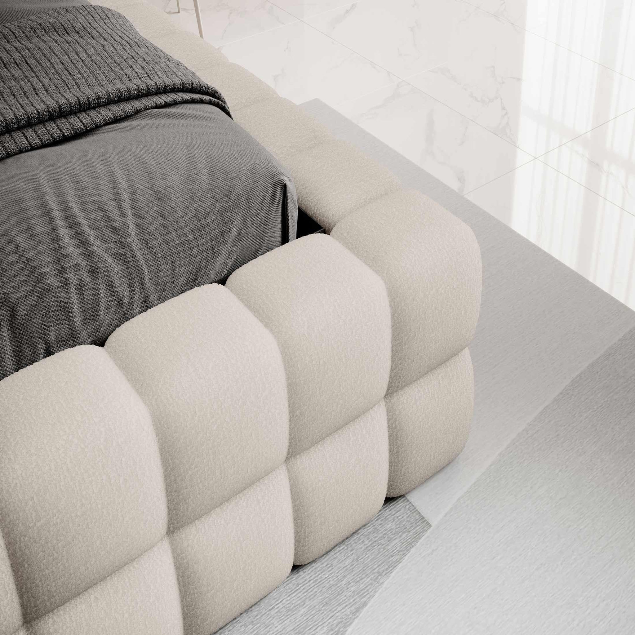 Voir la diapositive 4 : BEST MOBILIER Kingston - lit coffre - 140x200 - sommier inclus - en tissu bouclette
