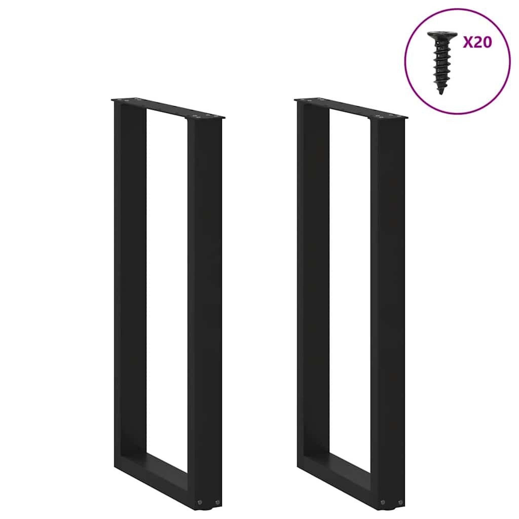 Voir la diapositive 3 : VIDAXL Pieds de table basse forme de U 2 pcs noir 40x(100-101)cm acier