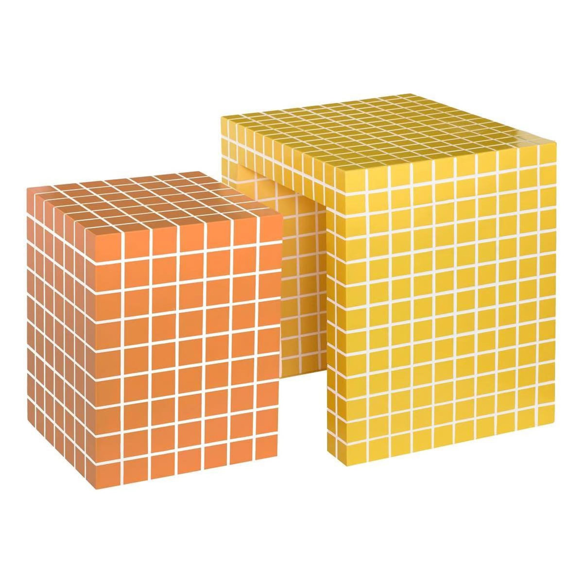 ATMOSPHERA Lot de 2 Tables d'Appoint  Betsy  45cm Jaune & Orange