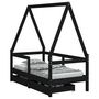 Voir la diapositive 2 : VIDAXL Cadre de lit enfant avec tiroirs noir 70x140 cm bois pin massif