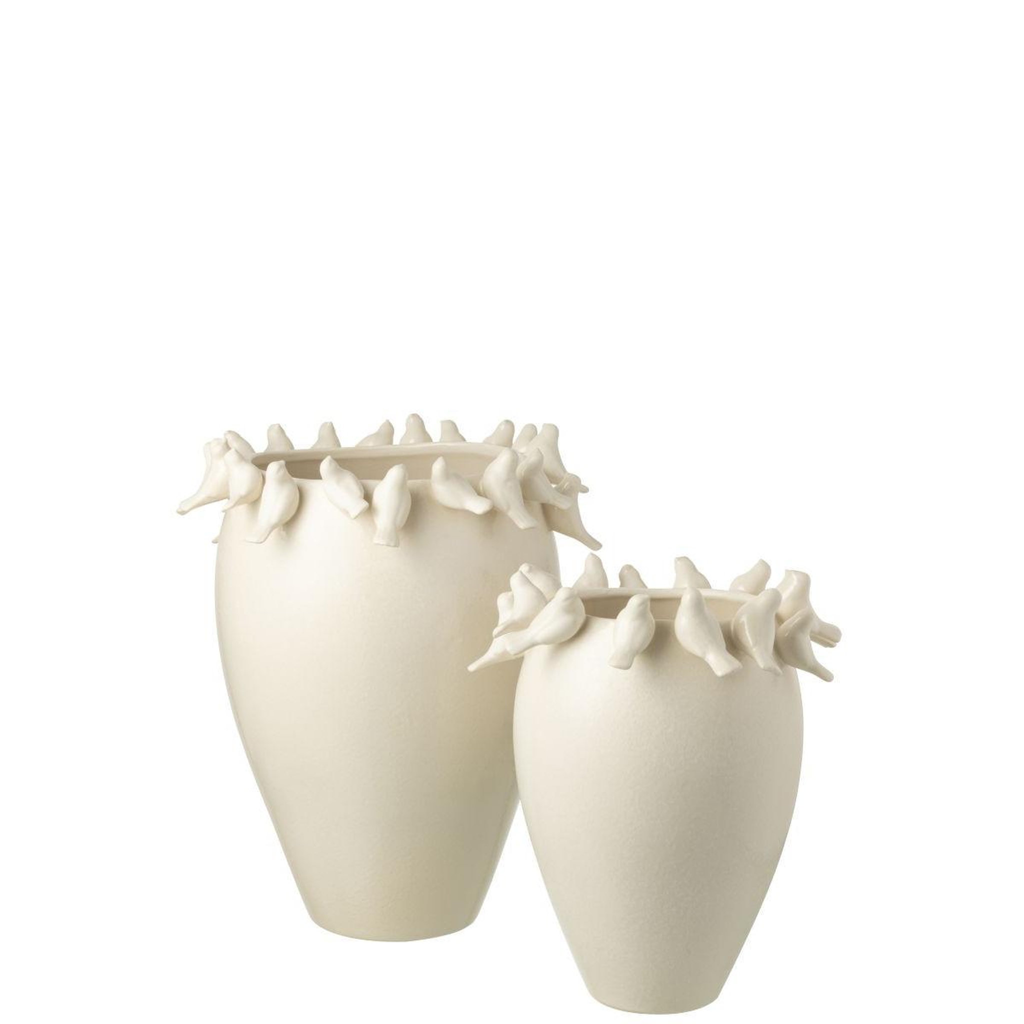 Voir la diapositive 2 : J-LINE Vase déco en argile  budgie  40cm blanc