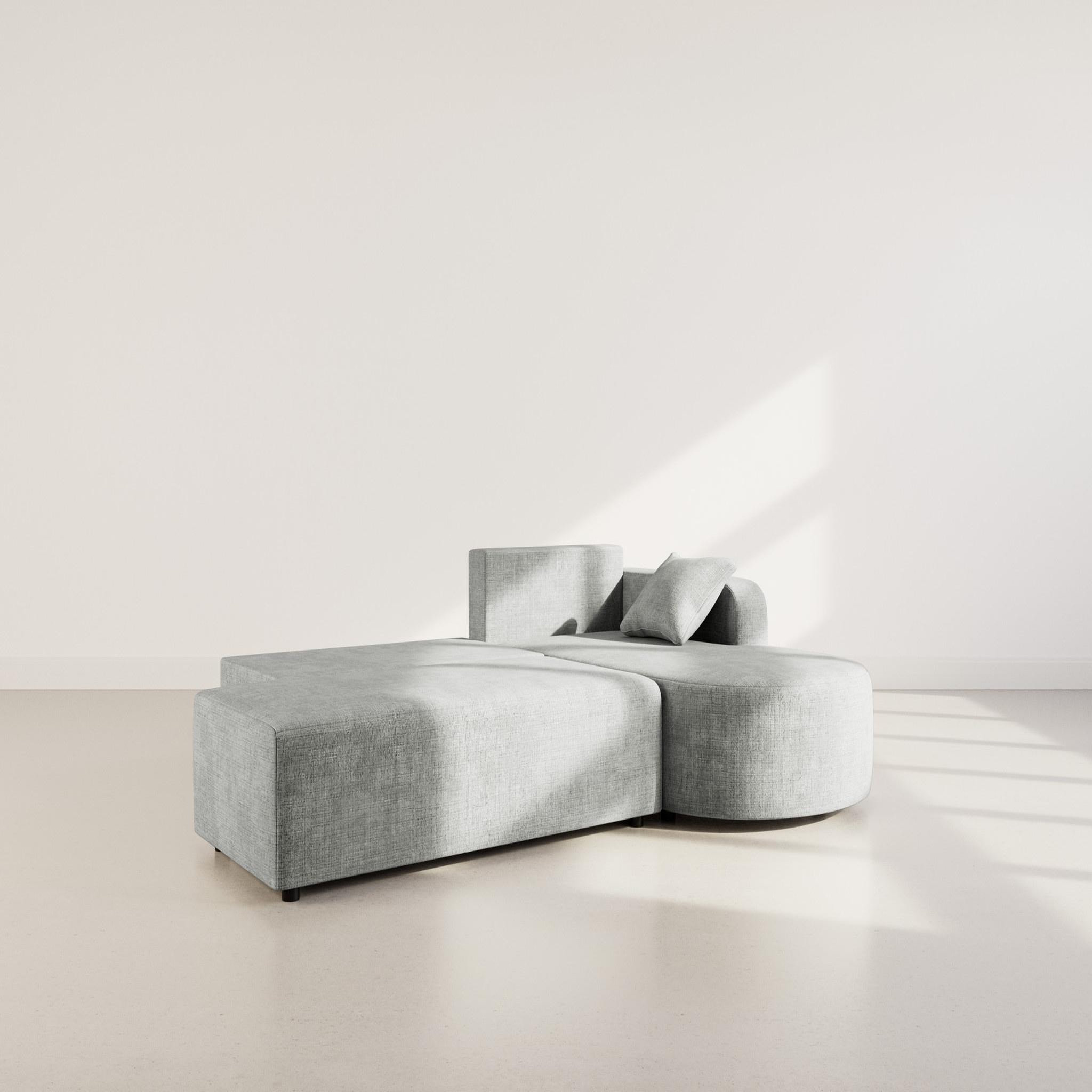 Voir la diapositive 2 : BEST MOBILIER Miro - canapé d'angle droit 4 places convertible avec coffre en velours texturé