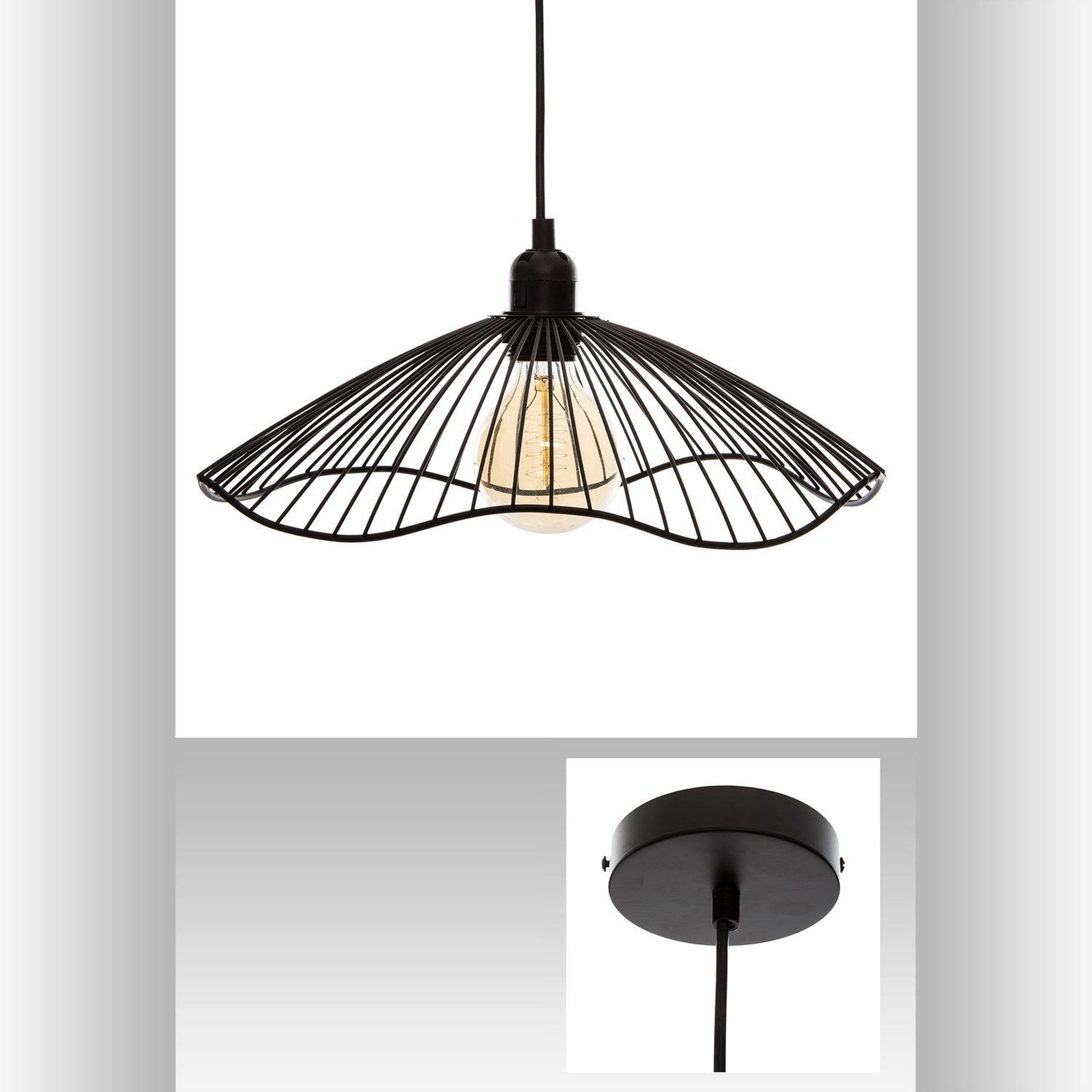 Voir la diapositive 4 : ATMOSPHERA Suspension filaire en métal galt - diam. 34 cm - noir