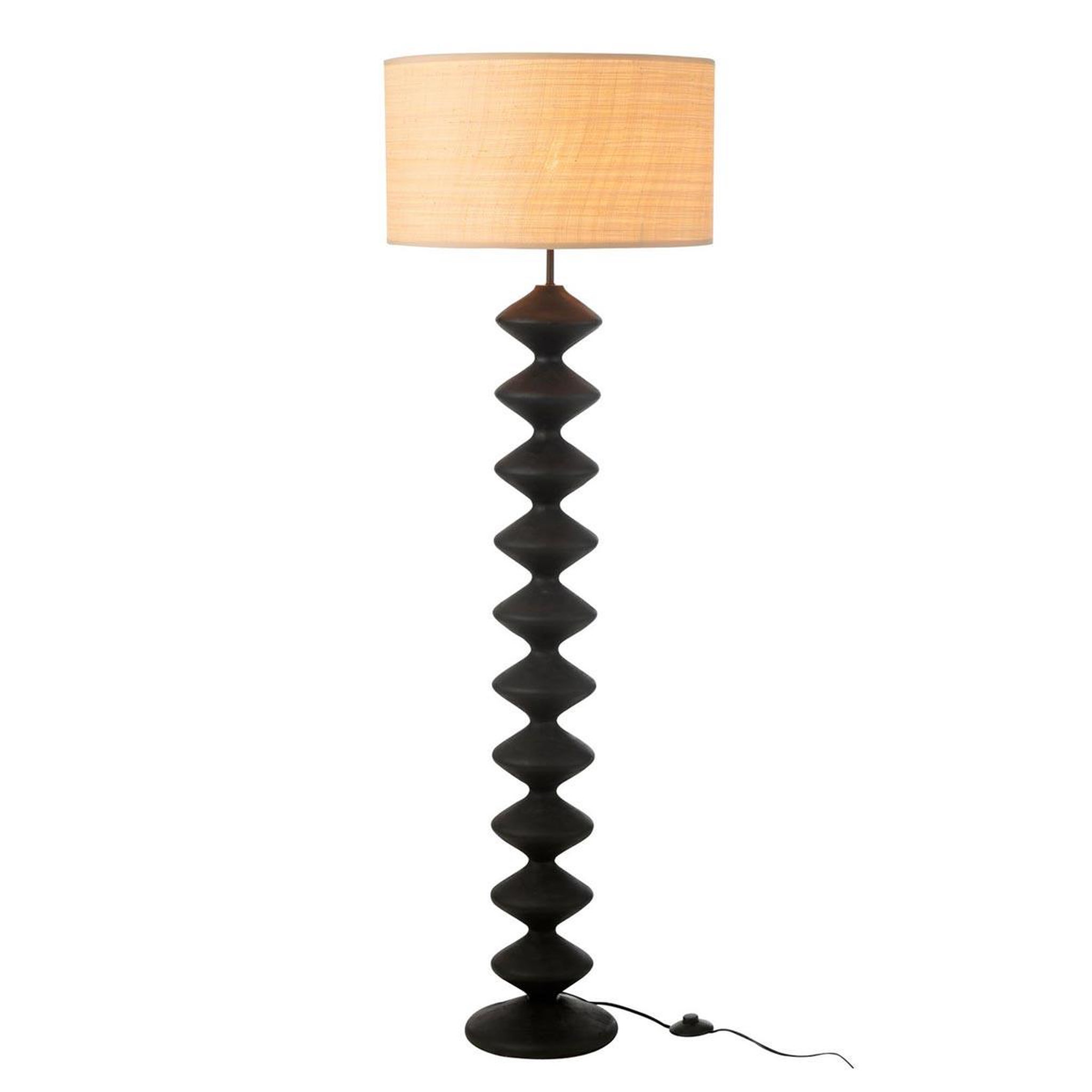 Voir la diapositive 2 : J-LINE Lampadaire en bois  chenille  156cm noir