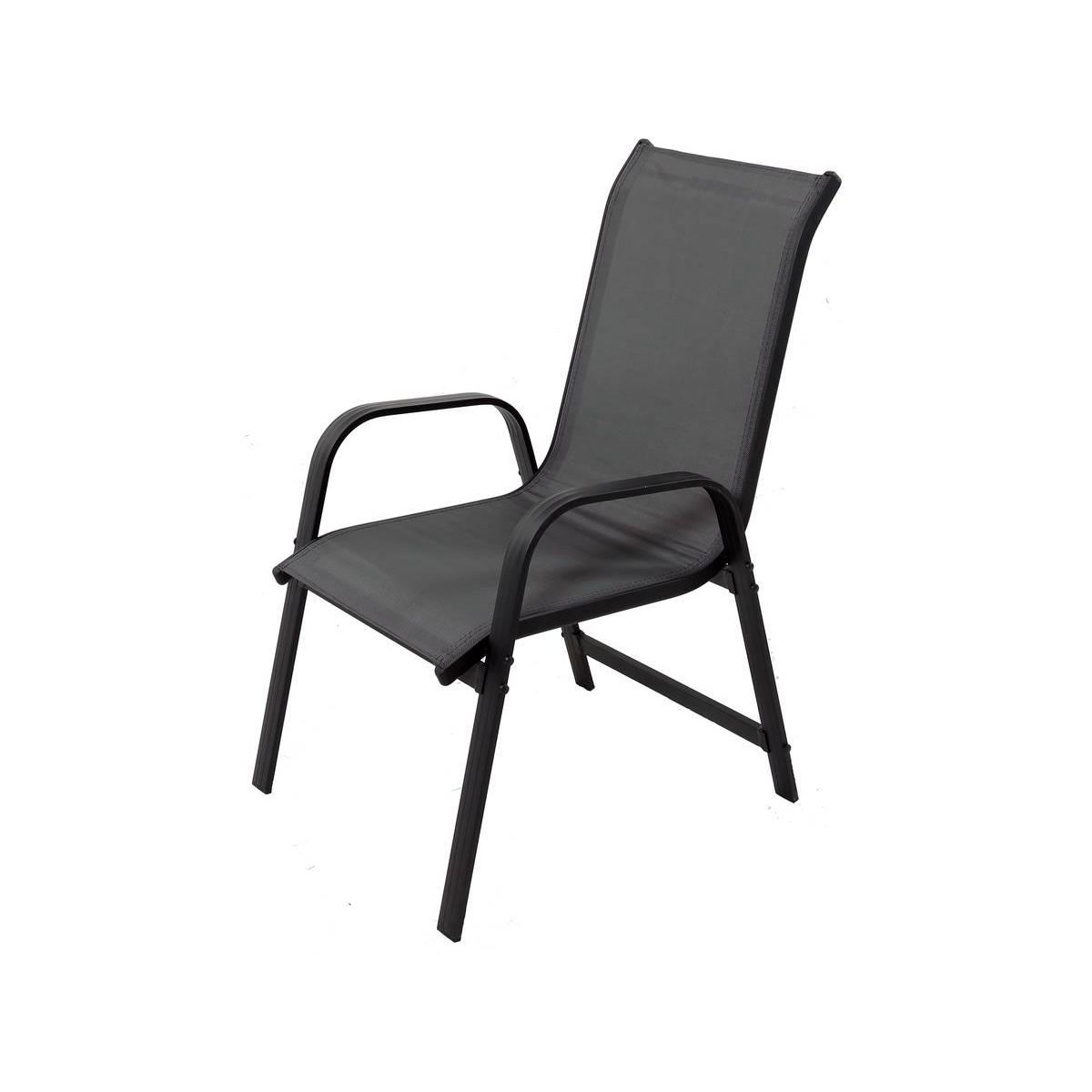 Habitat et Jardin Salon de jardin textilène  cordoba + Porto  6 personnes gris foncé